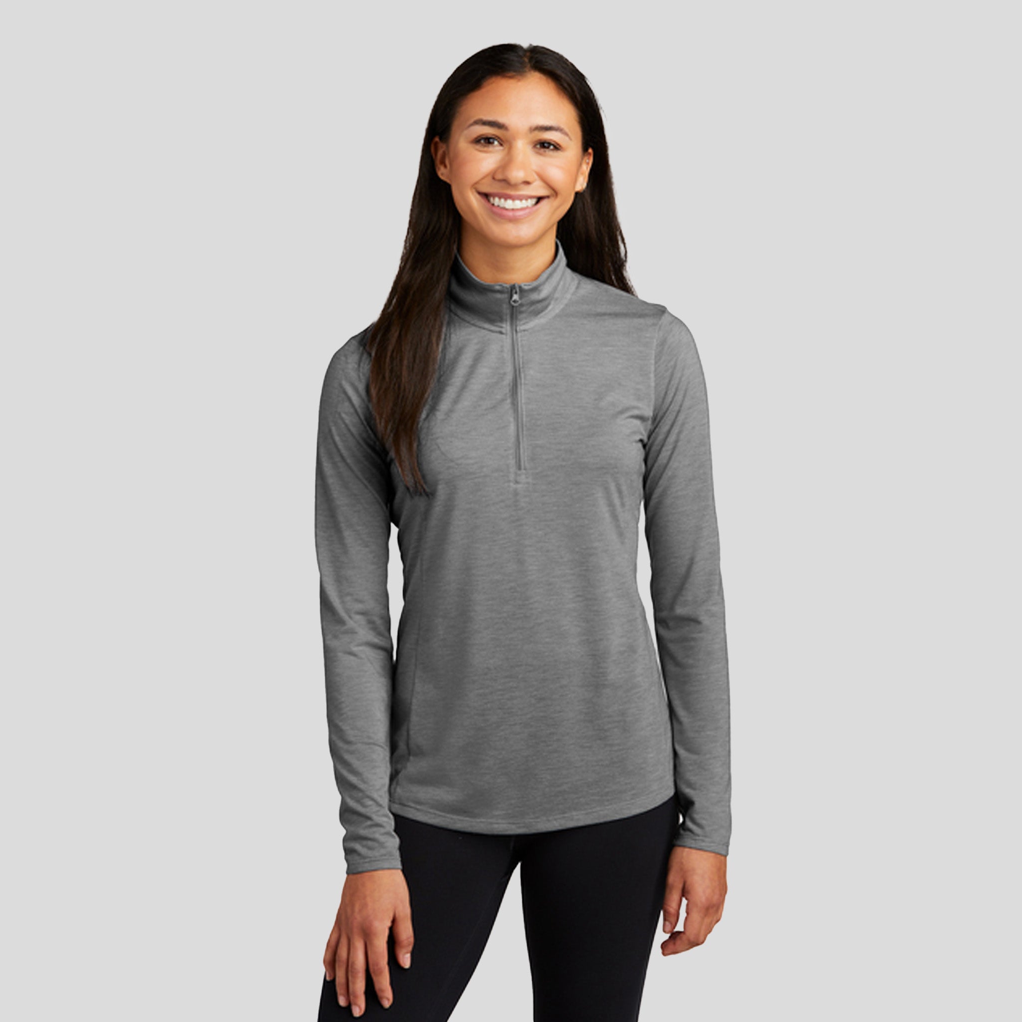 Women's PosiCharge ยฎ Tri-Blend Wicking 1/4-Zip Pullover | Dark Grey Heather