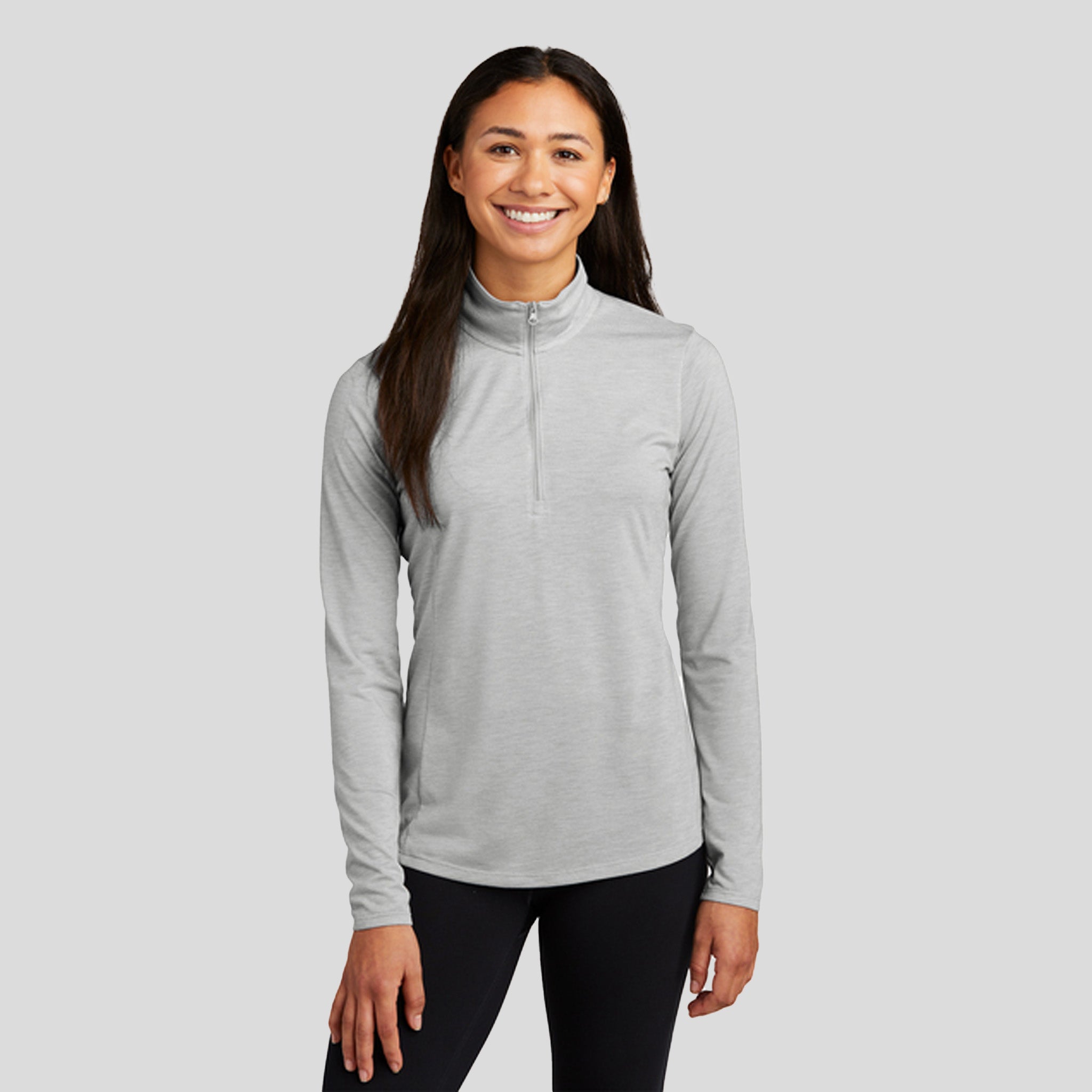Women's PosiCharge ยฎ Tri-Blend Wicking 1/4-Zip Pullover | Light Grey Heather