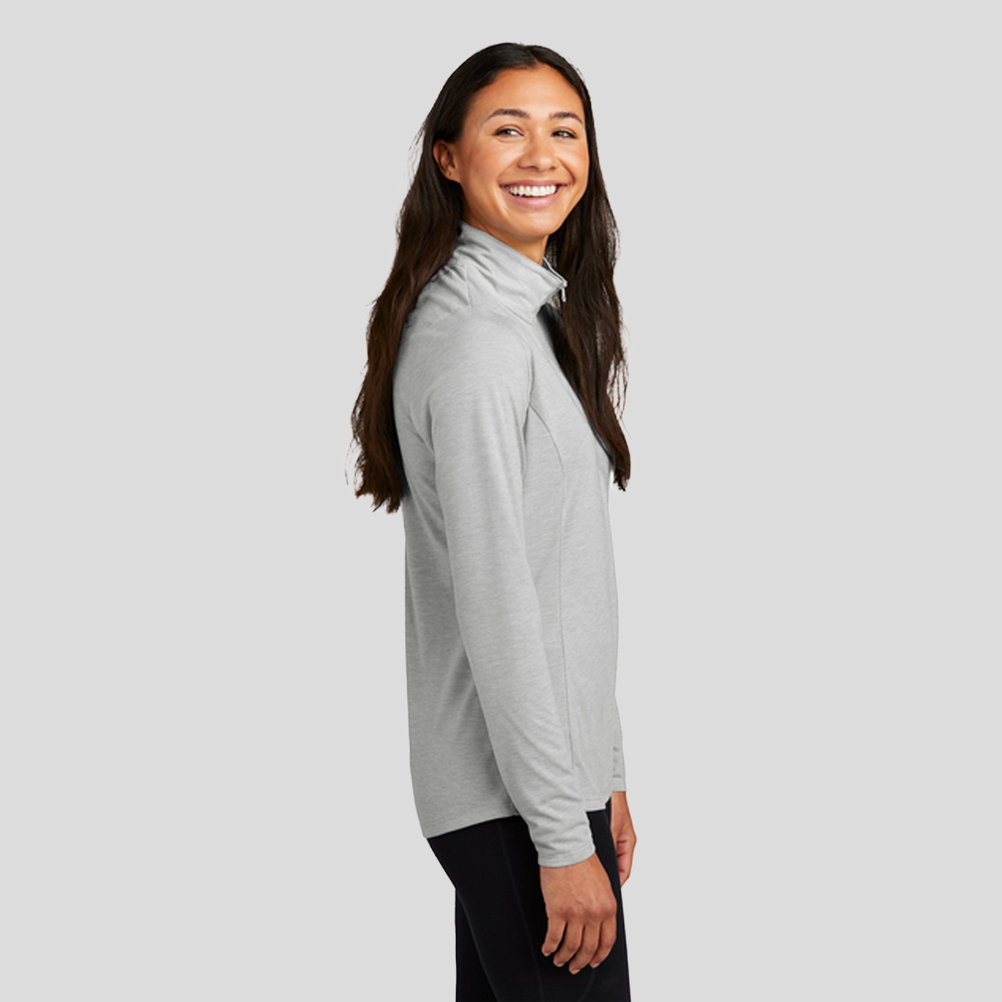 Women's PosiCharge ยฎ Tri-Blend Wicking 1/4-Zip Pullover | Light Grey Heather
