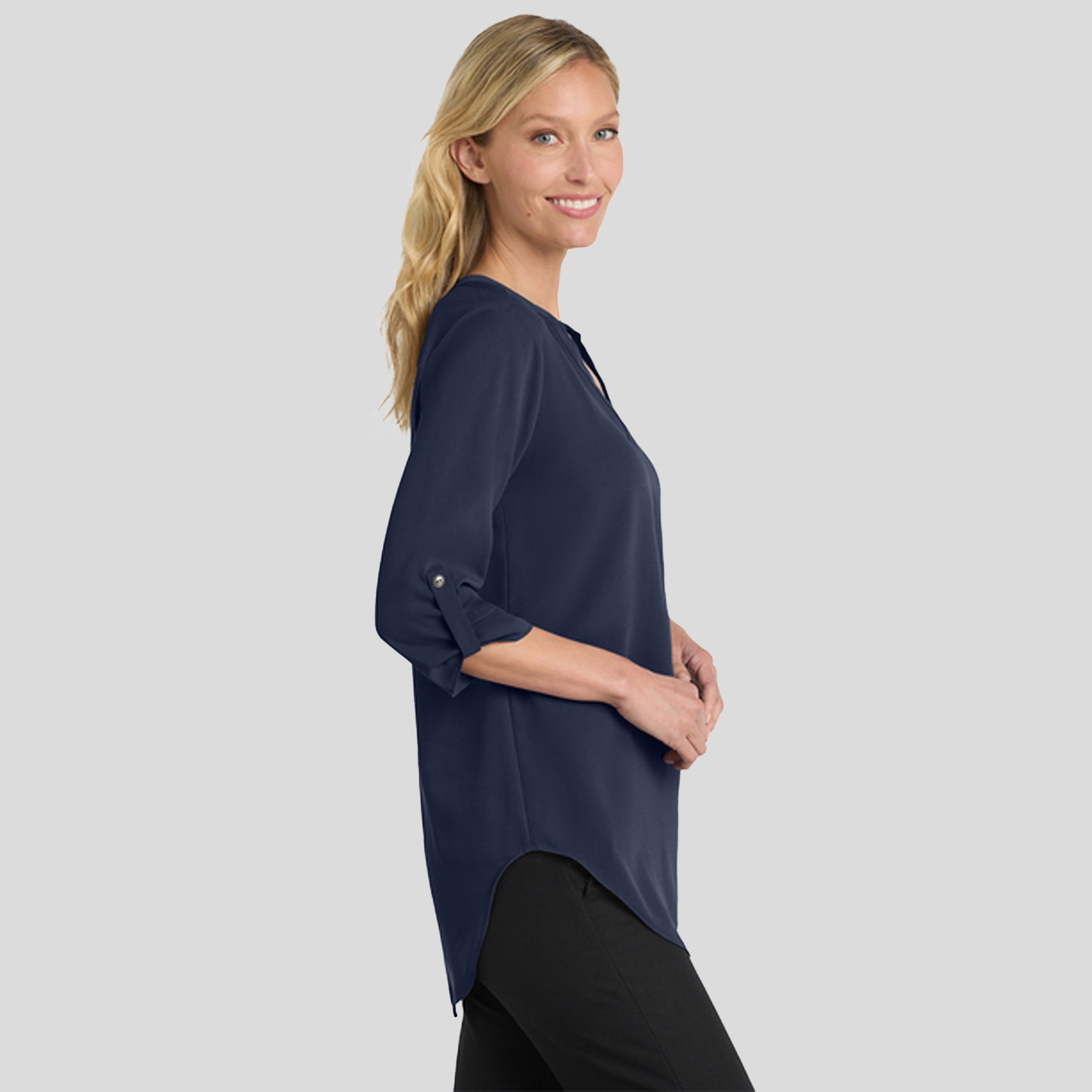 Women's 3/4-Sleeve Tunic Blouse | Navy