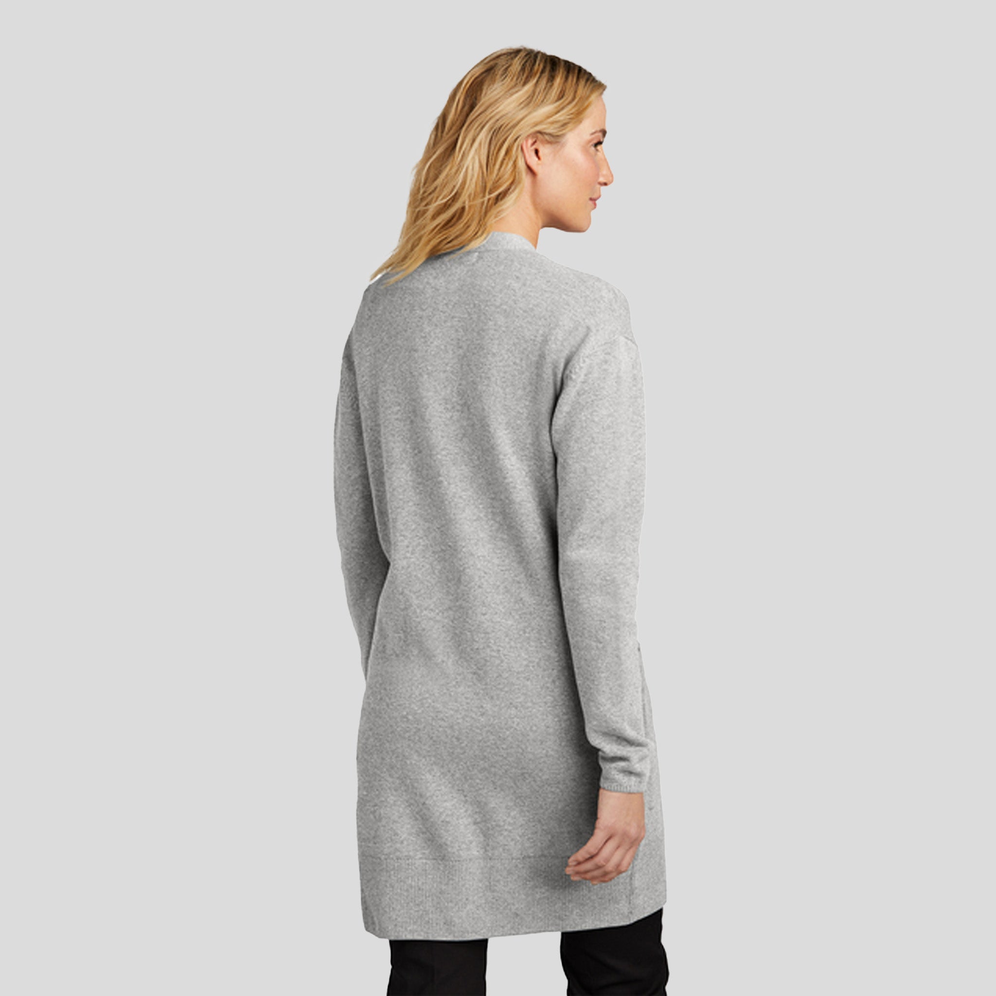 Womenโs Open-Front Cardigan Sweater | Gusty Grey Heather