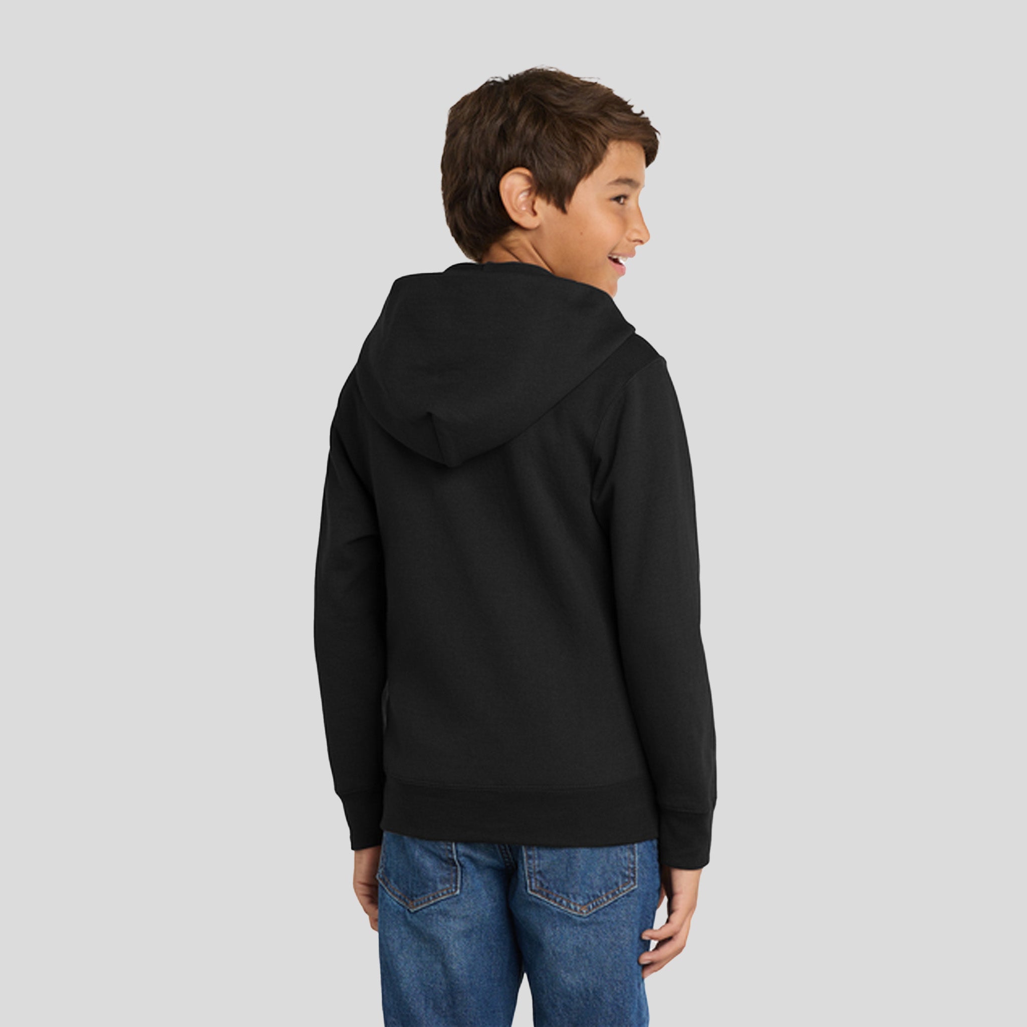 Youth Core Fleece Full-Zip Hooded Sweatshirt | Jet Black