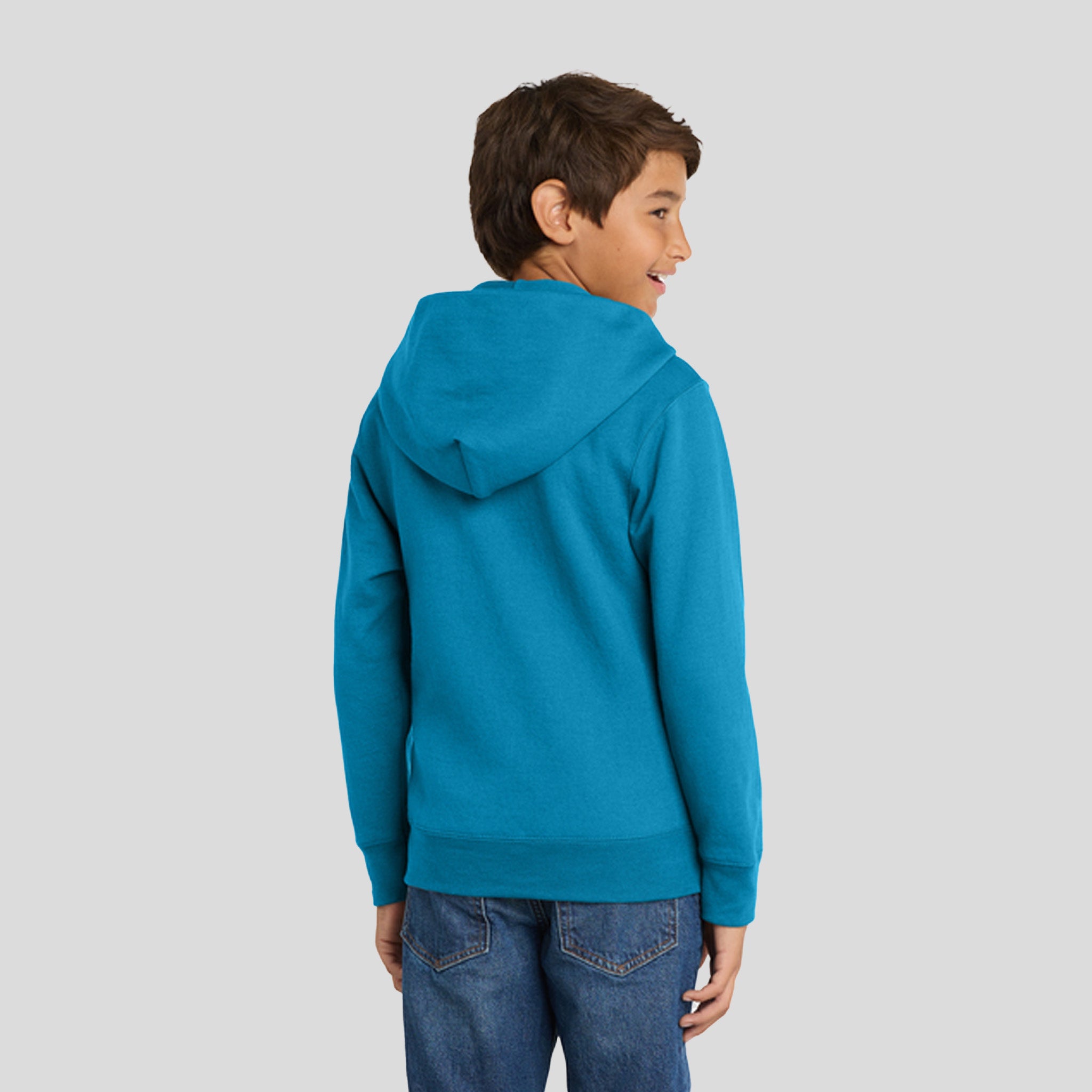 Youth Core Fleece Full-Zip Hooded Sweatshirt | Neon Blue