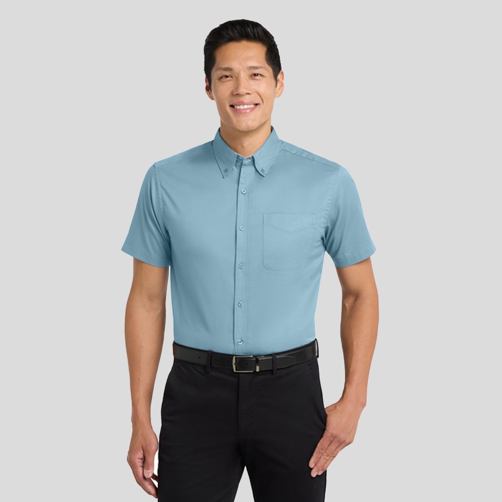 Short Sleeve Easy Care Shirt | Light Blue/Light Stone