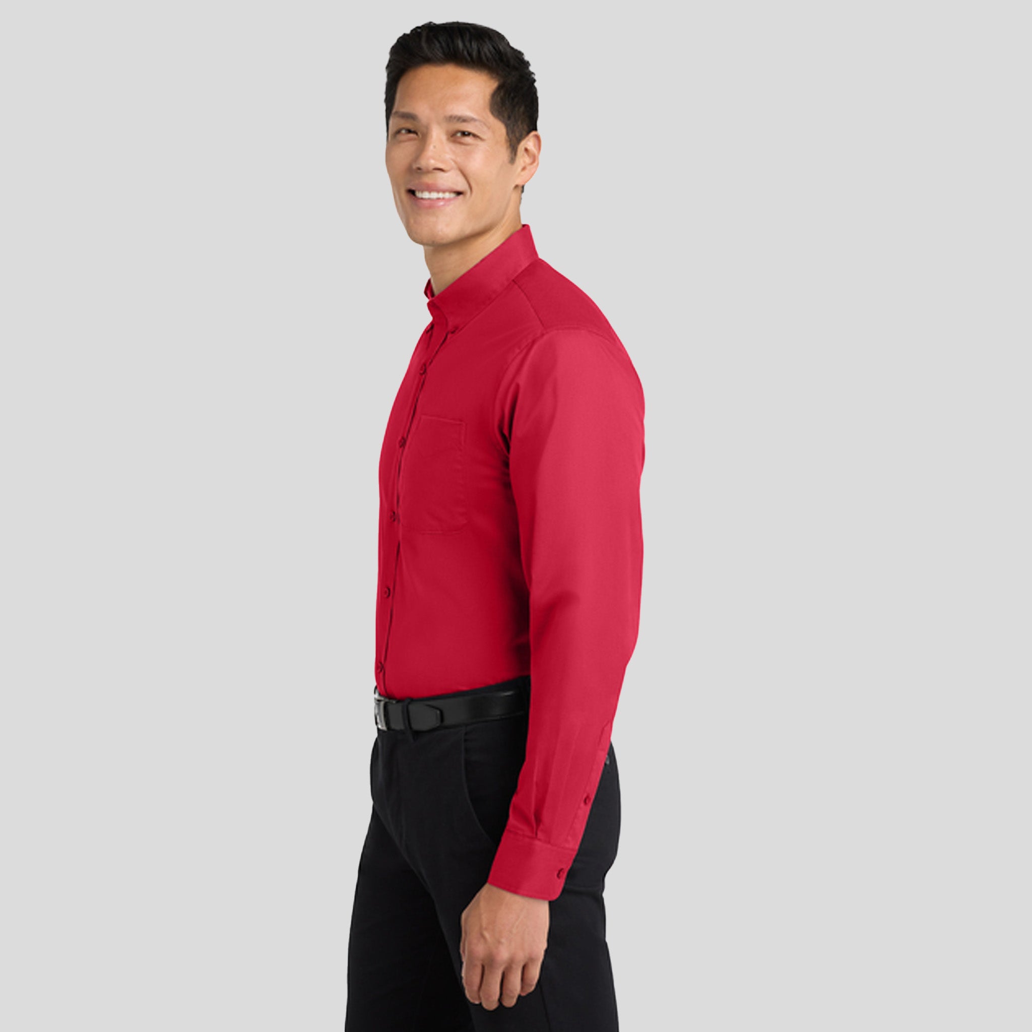 Long Sleeve Easy Care Shirt | Red/Light Stone