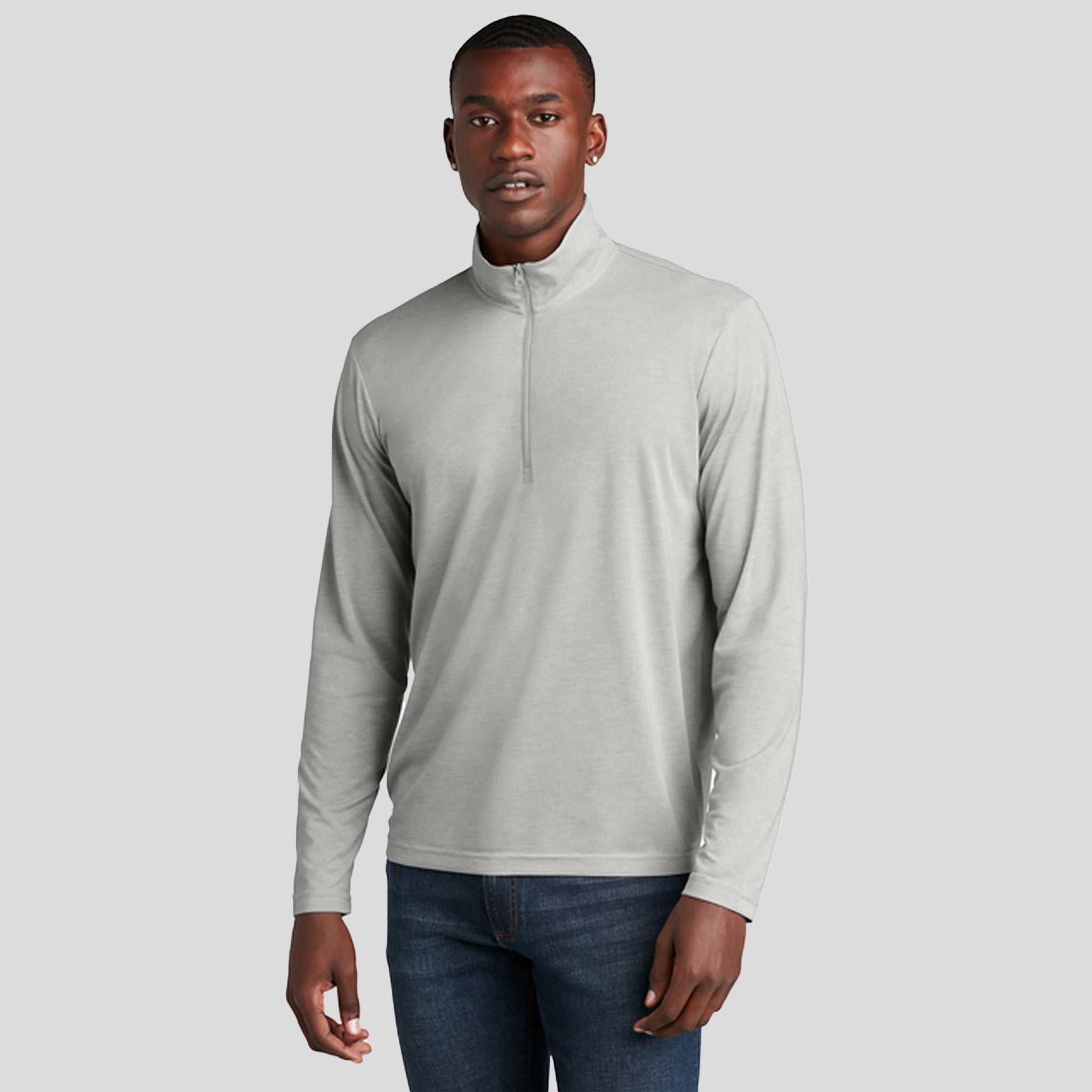 PosiCharge ยฎ Tri-Blend Wicking 1/4-Zip Pullover | Light Grey Heather