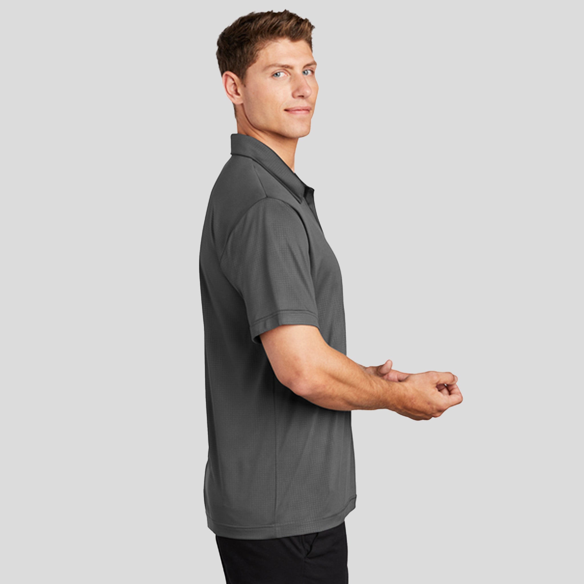 Embossed PosiCharge® Tough Polo® | Dark Smoke Grey