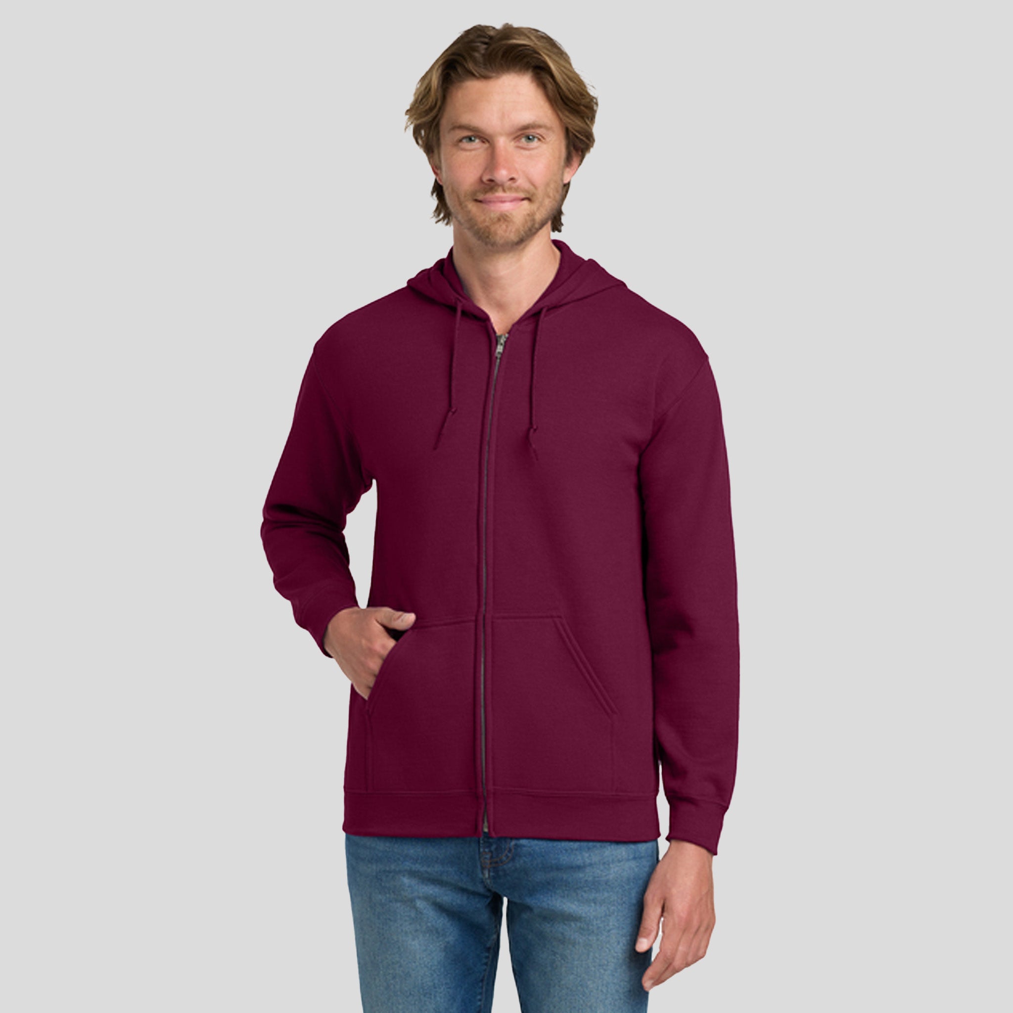 Heavy Blendβ’ Full-Zip Hooded Sweatshirt | Maroon