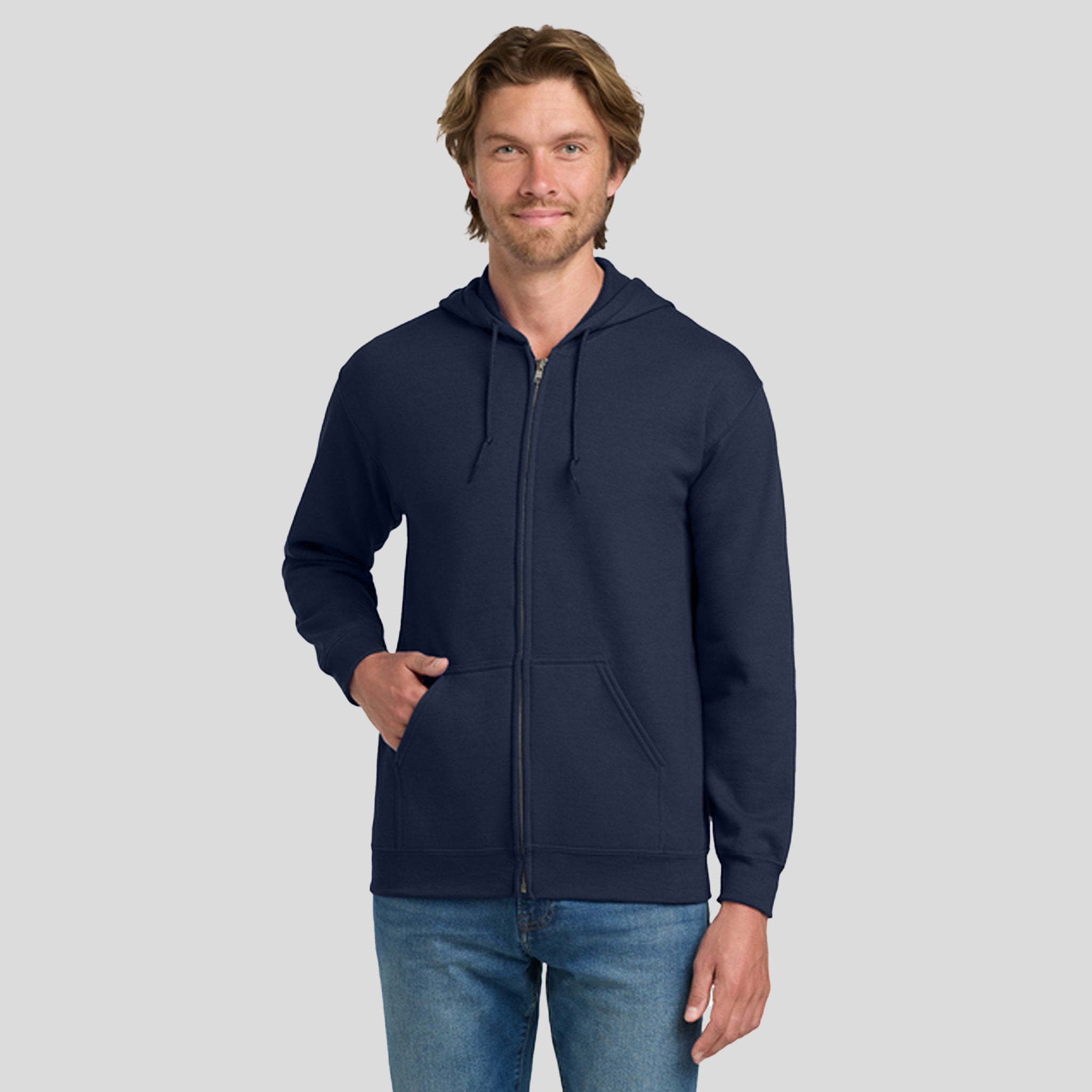 Heavy Blendβ’ Full-Zip Hooded Sweatshirt | Navy