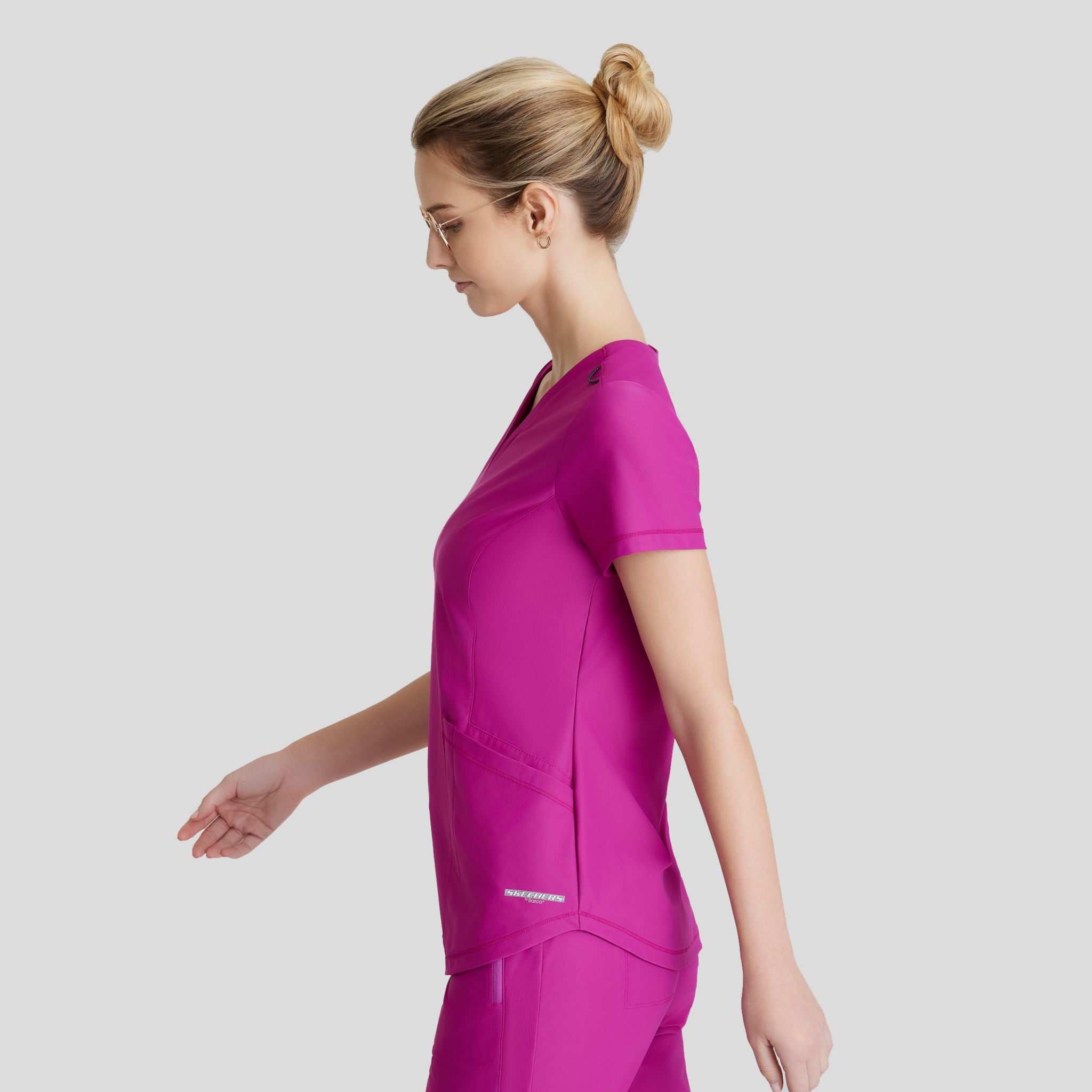 Serene 3-Pocket V-Neck Top | Deep Magenta