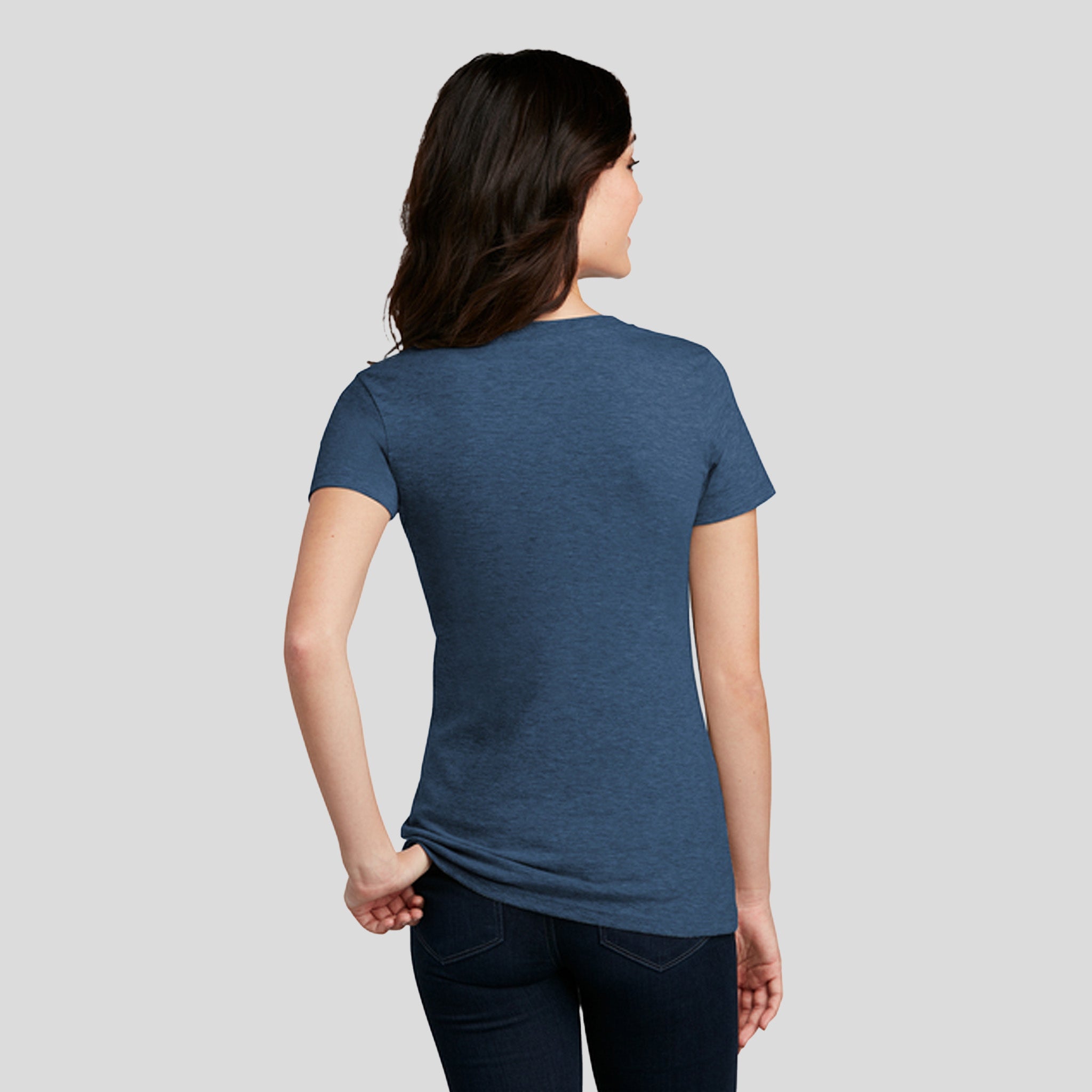 Womenโs Perfect Blendยฎ CVC V-Neck Tee | Deep Royal Fleck