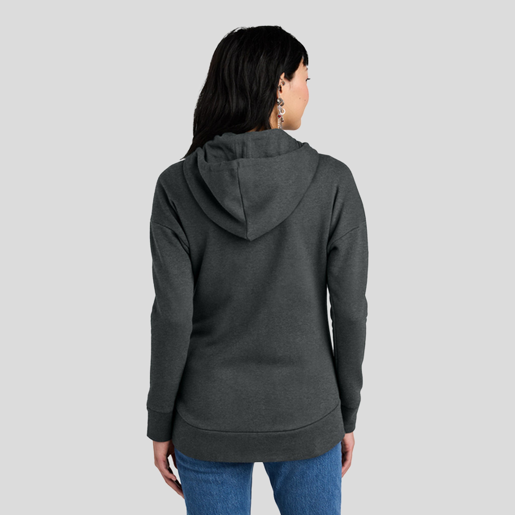 Womenโs Perfect Weightยฎ Fleece Drop Shoulder Full-Zip Hoodie | Heathered Charcoal