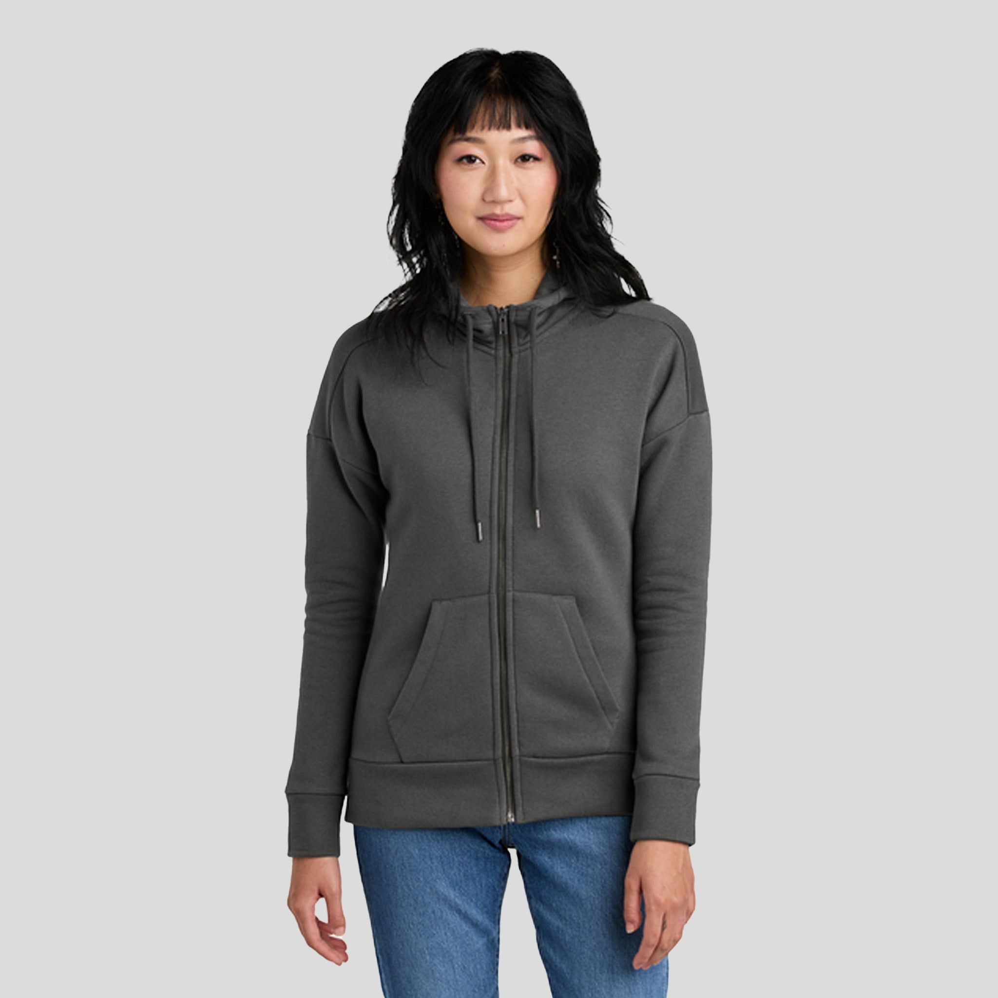 Womenโs Perfect Weightยฎ Fleece Drop Shoulder Full-Zip Hoodie | Charcoal