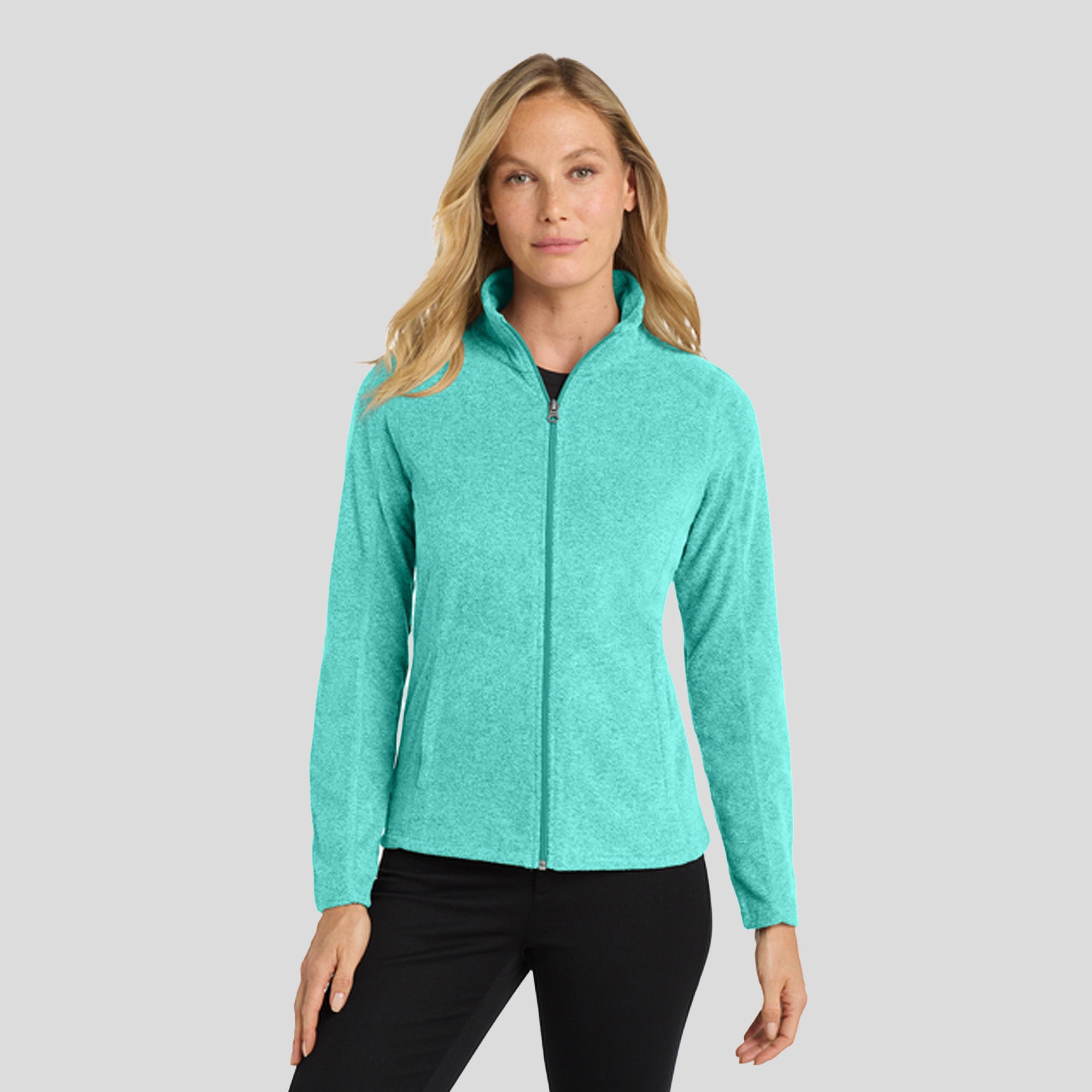 Women's Heather Microfleece Full-Zip Jacket | Aqua Green Heather