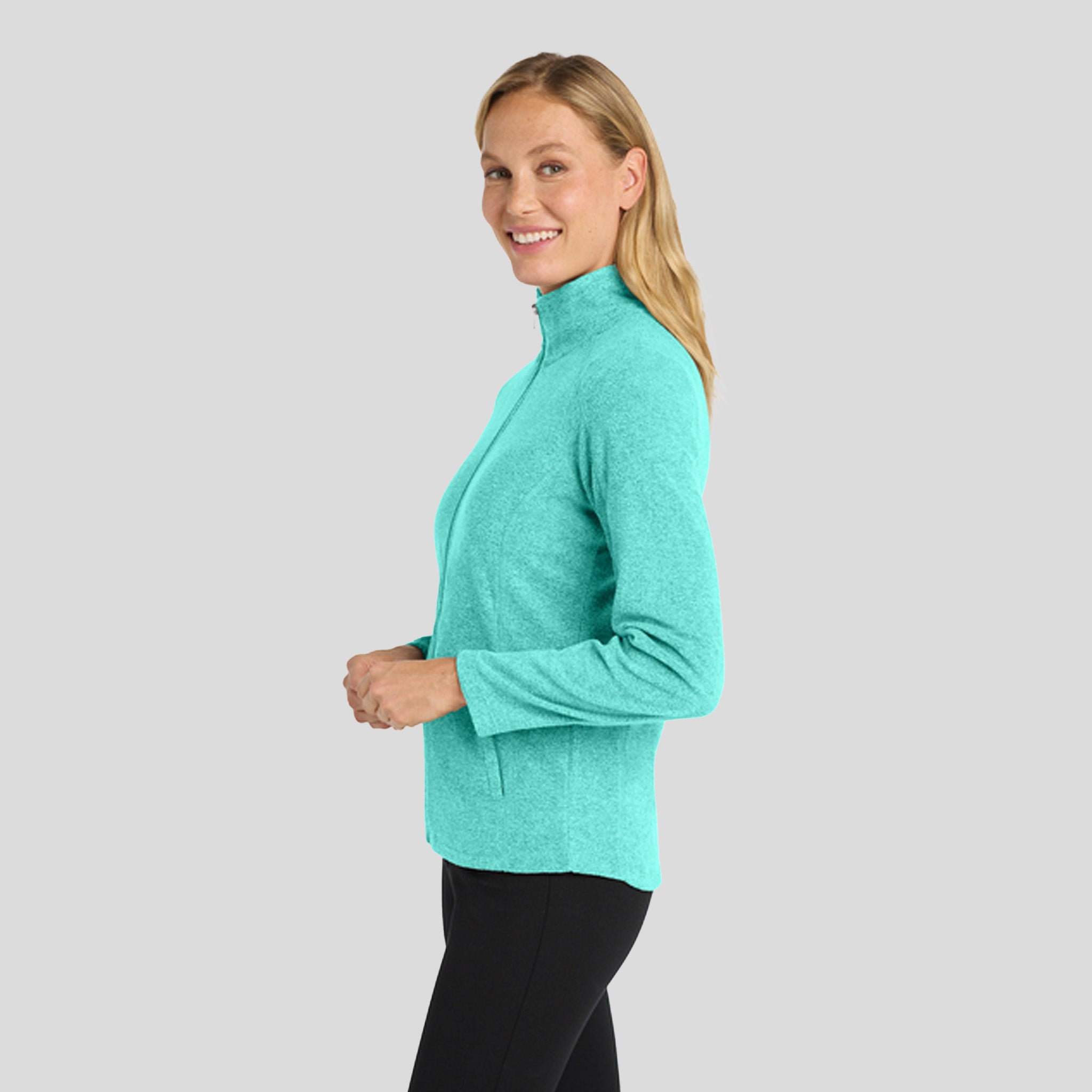 Women's Heather Microfleece Full-Zip Jacket | Aqua Green Heather