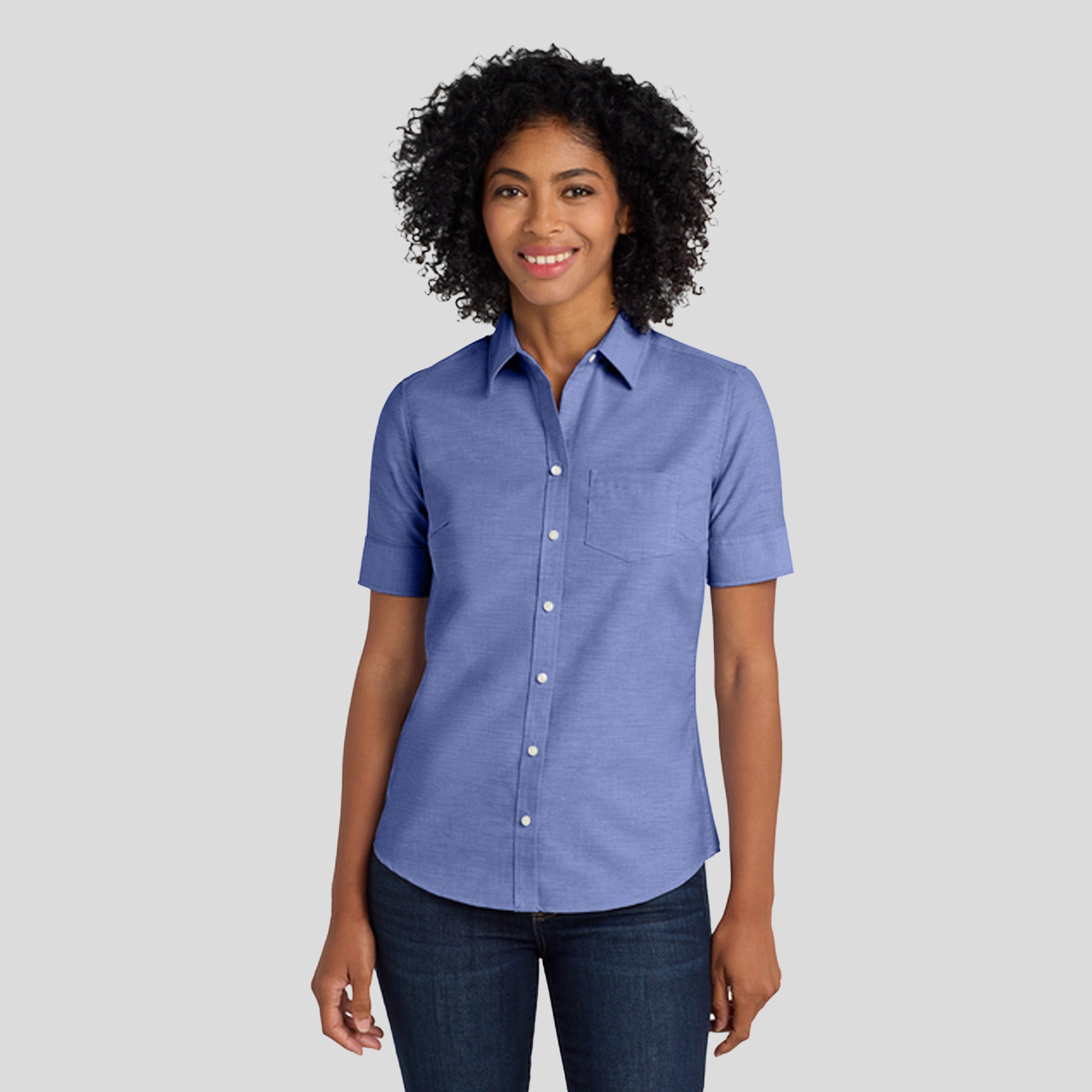 Women's Short Sleeve SuperProβ’ Oxford Shirt | Navy