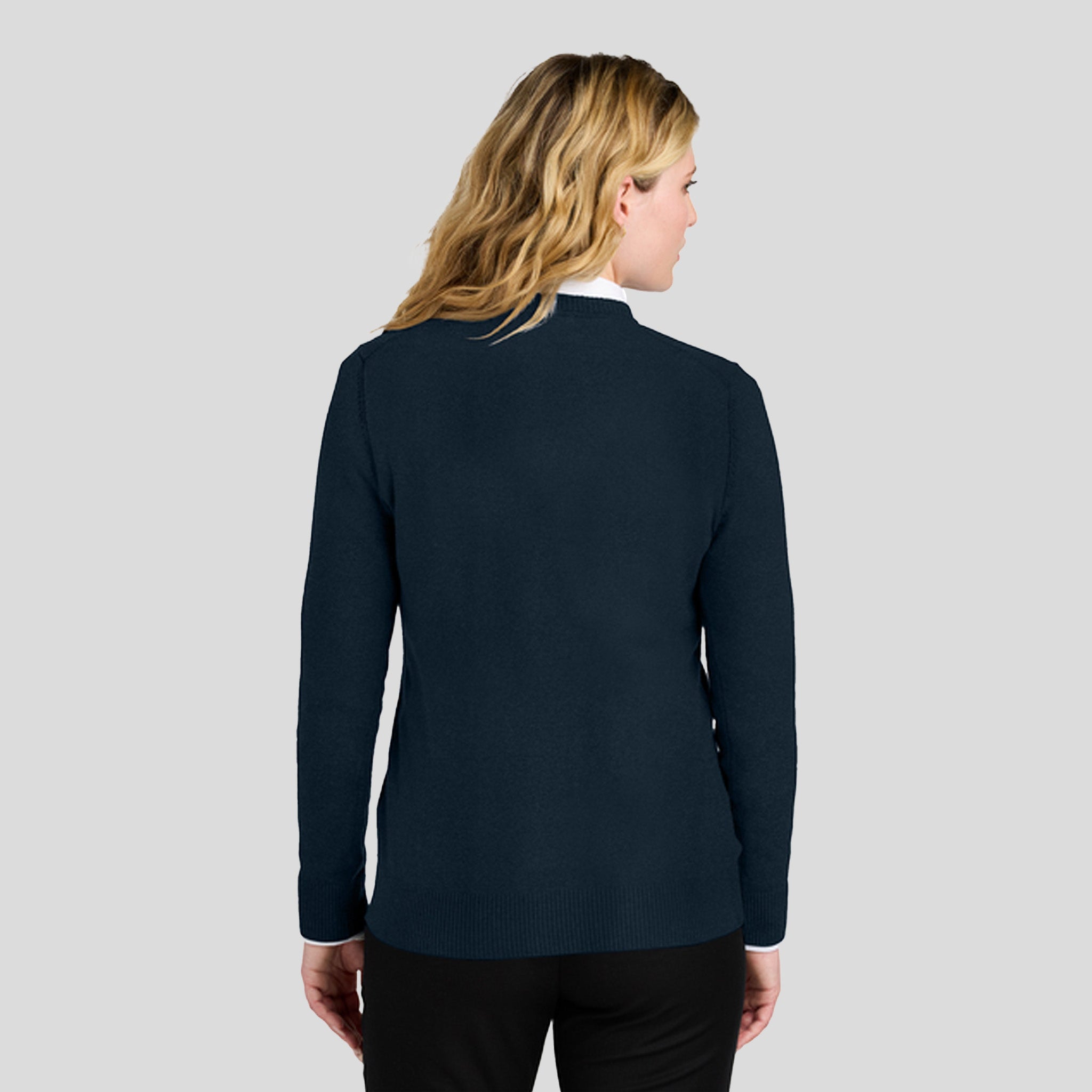 Womenβs Easy Care V-Neck Sweater | River Blue Navy