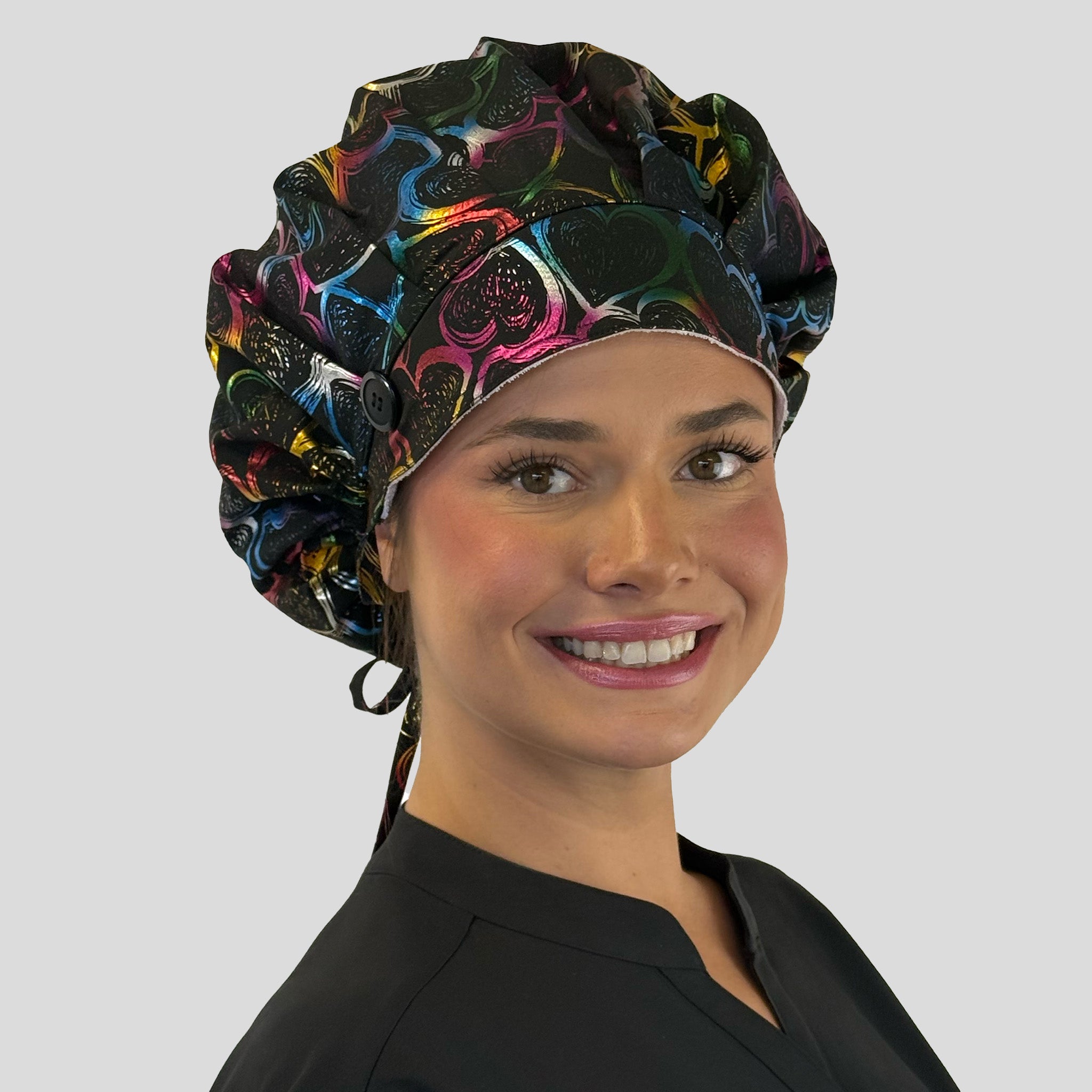 Bouffant Scrub Cap | Neon Hearts