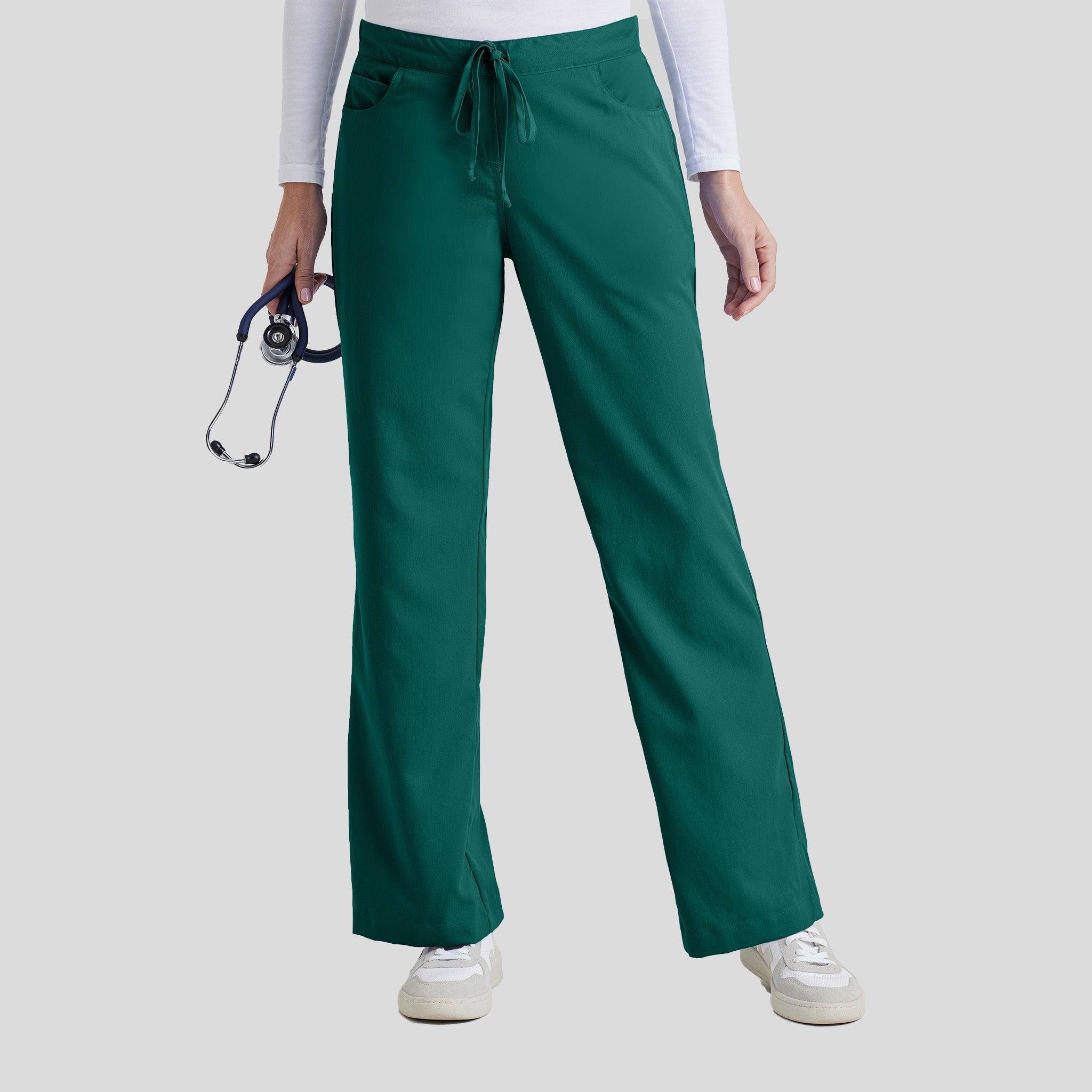 Riley 5-Pocket Mid-Rise Flared Leg Scrub Pant | Hunter