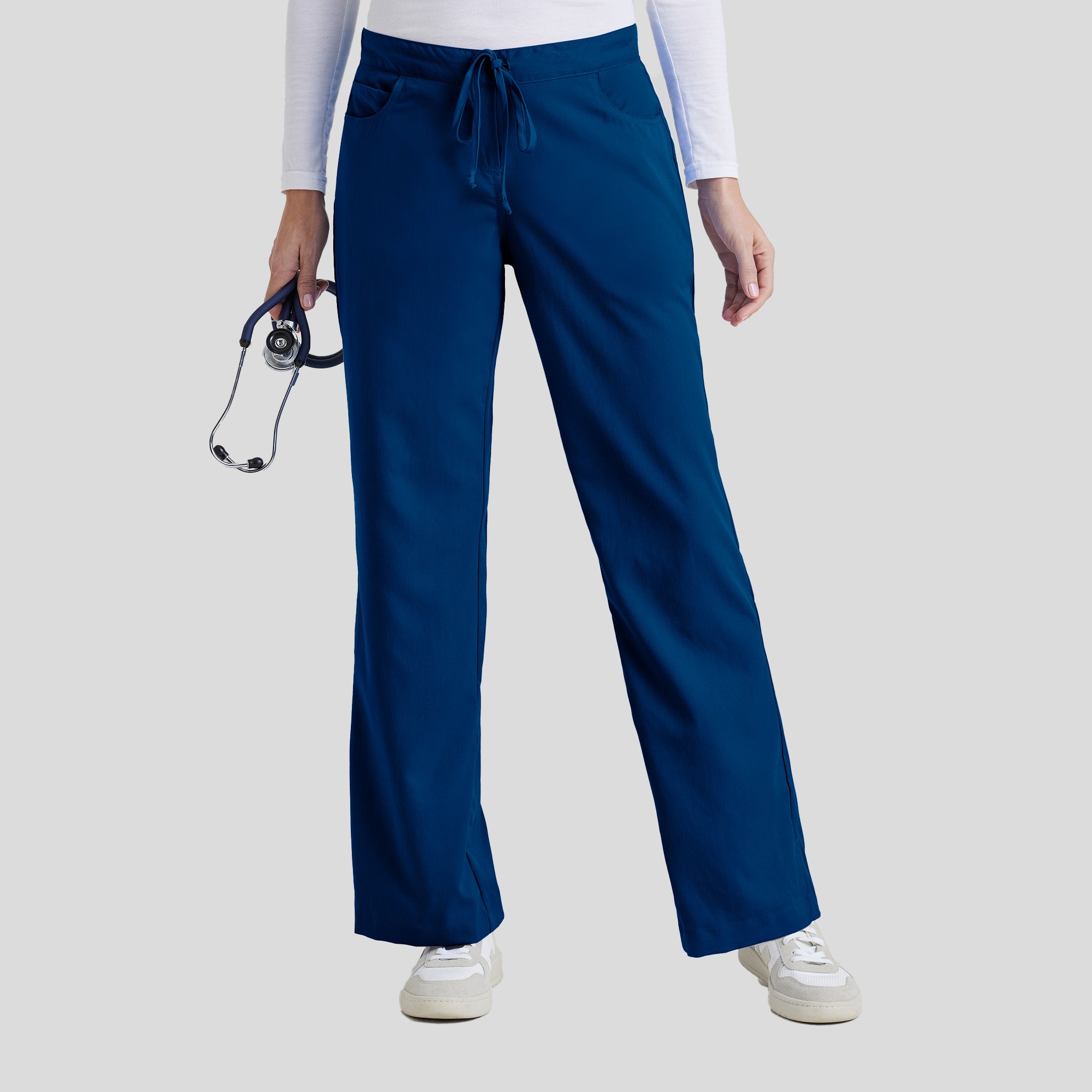 Riley 5-Pocket Mid-Rise Flared Leg Scrub Pant | Indigo