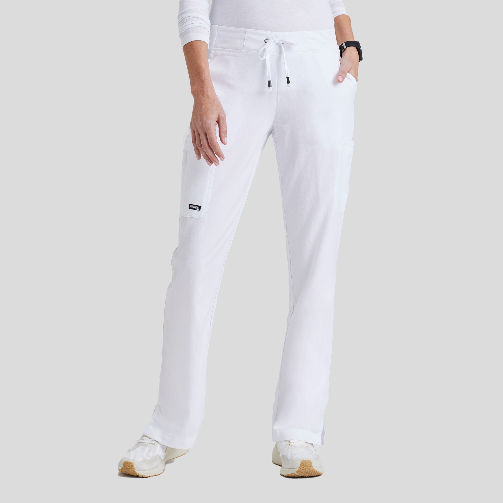 Mia 6-Pocket Low-Rise Straight Leg Scrub Pant | White
