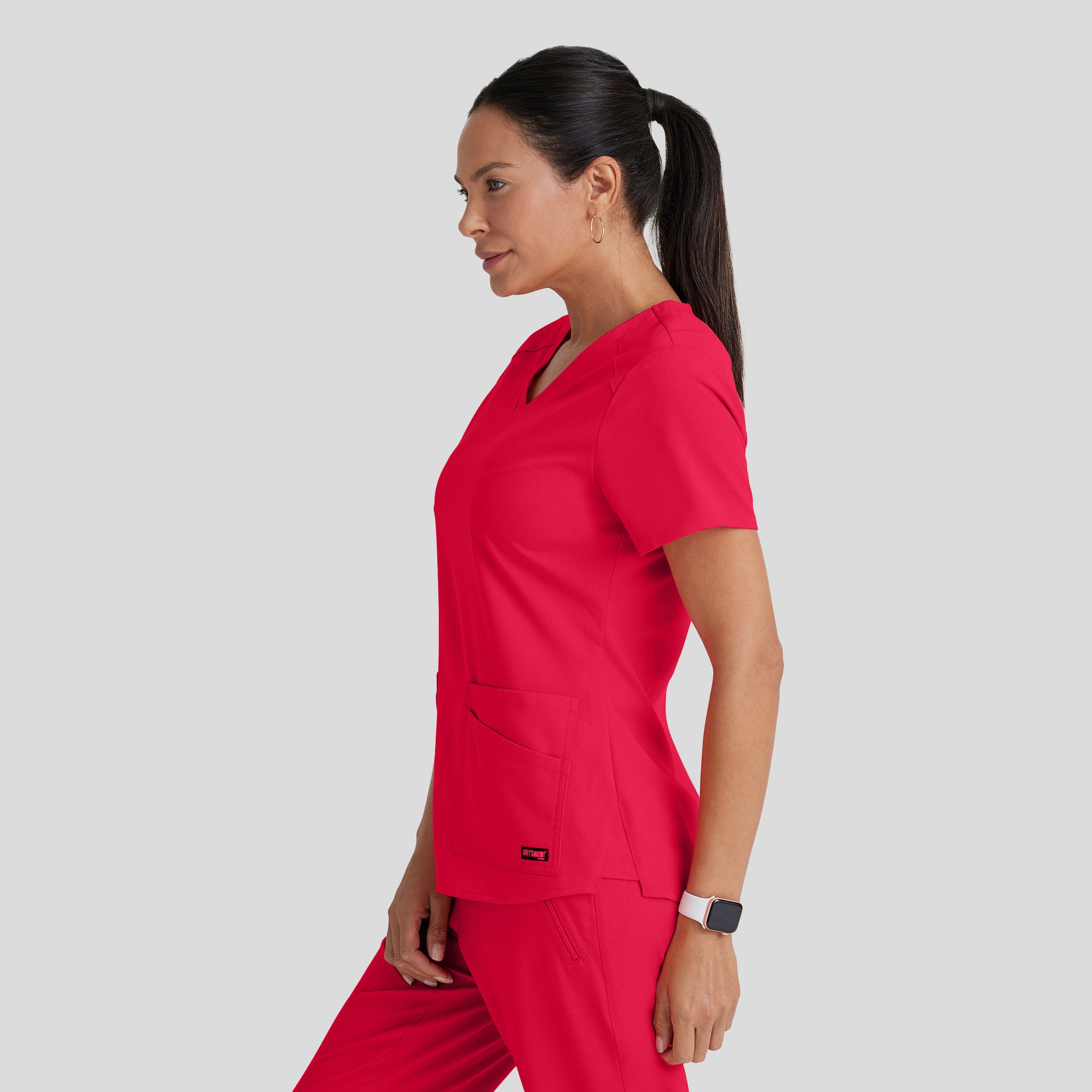 Emma 4-Pocket V-Neck Scrub Top | Red