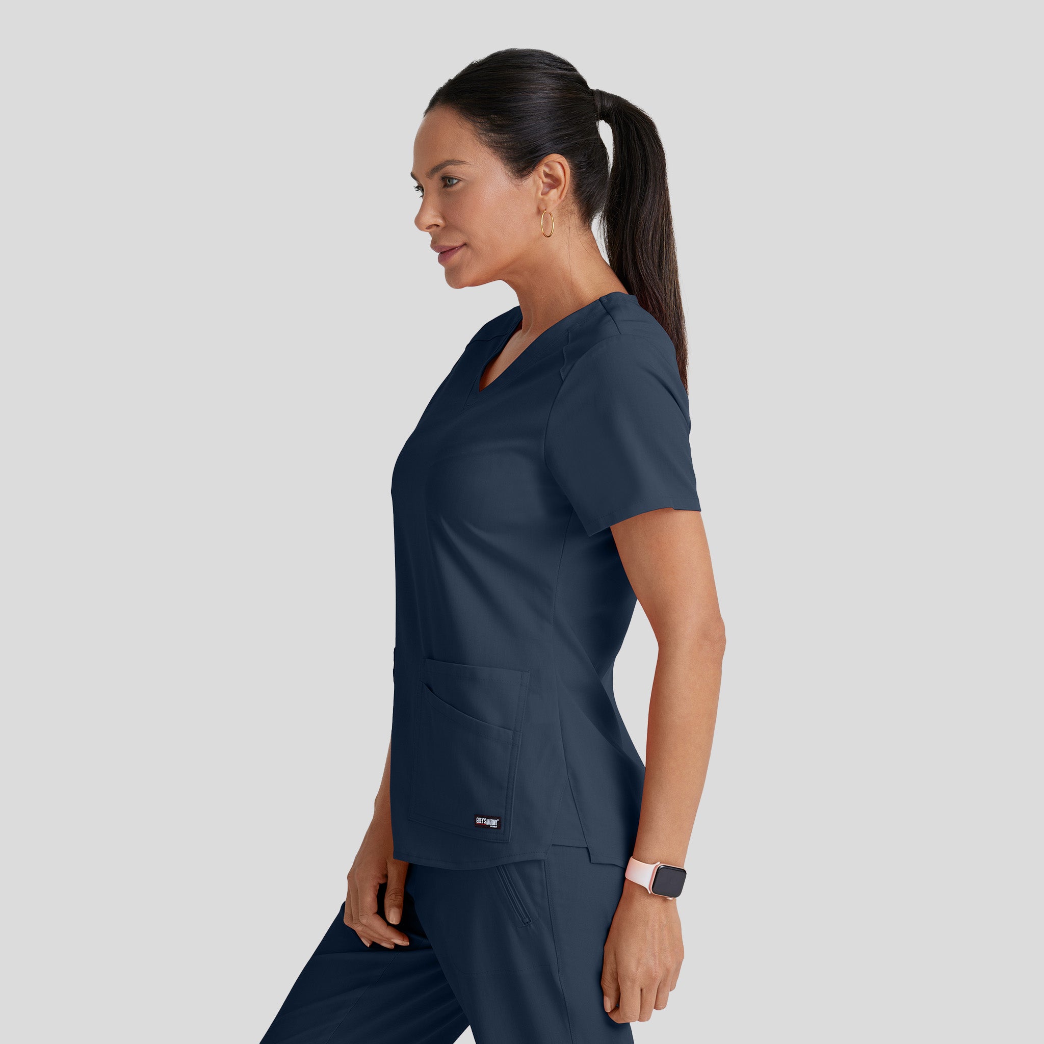 Emma 4-Pocket V-Neck Scrub Top | Steel