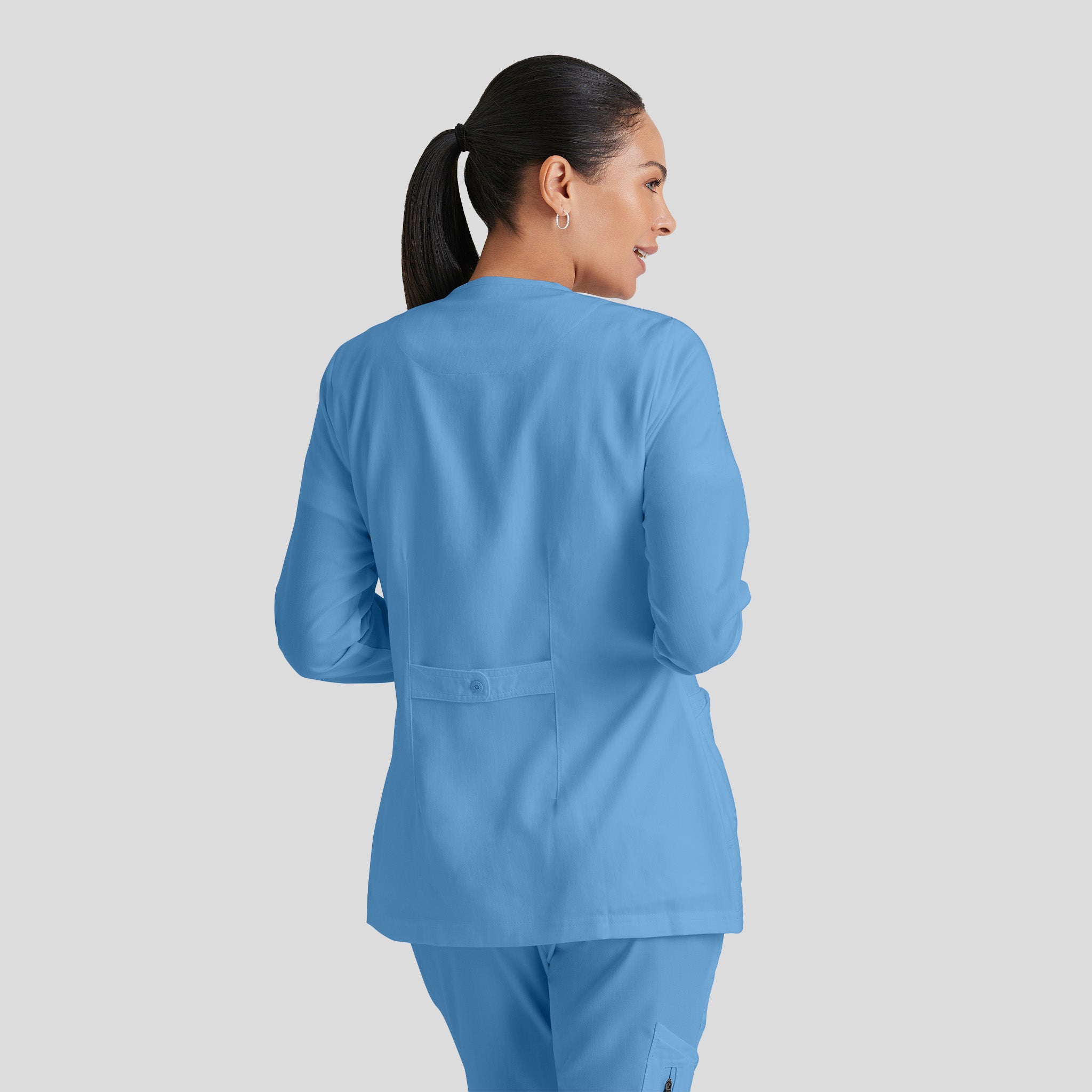 Jamie 4-Pocket Crewneck Snap-Front Scrub Jacket | Ciel