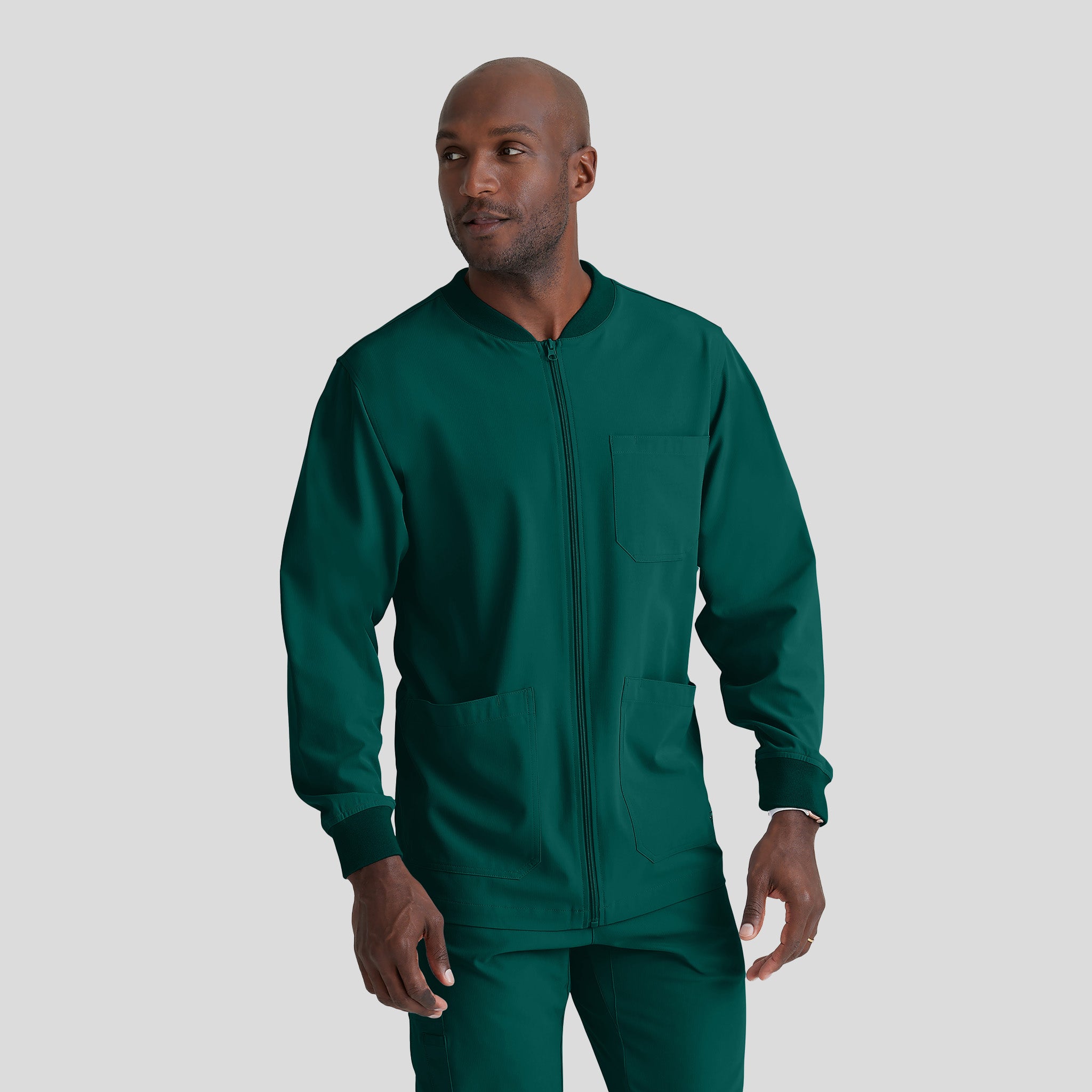 Men's Structure 3-Pocket Crewneck Warmup Scrub Jacket | Hunter