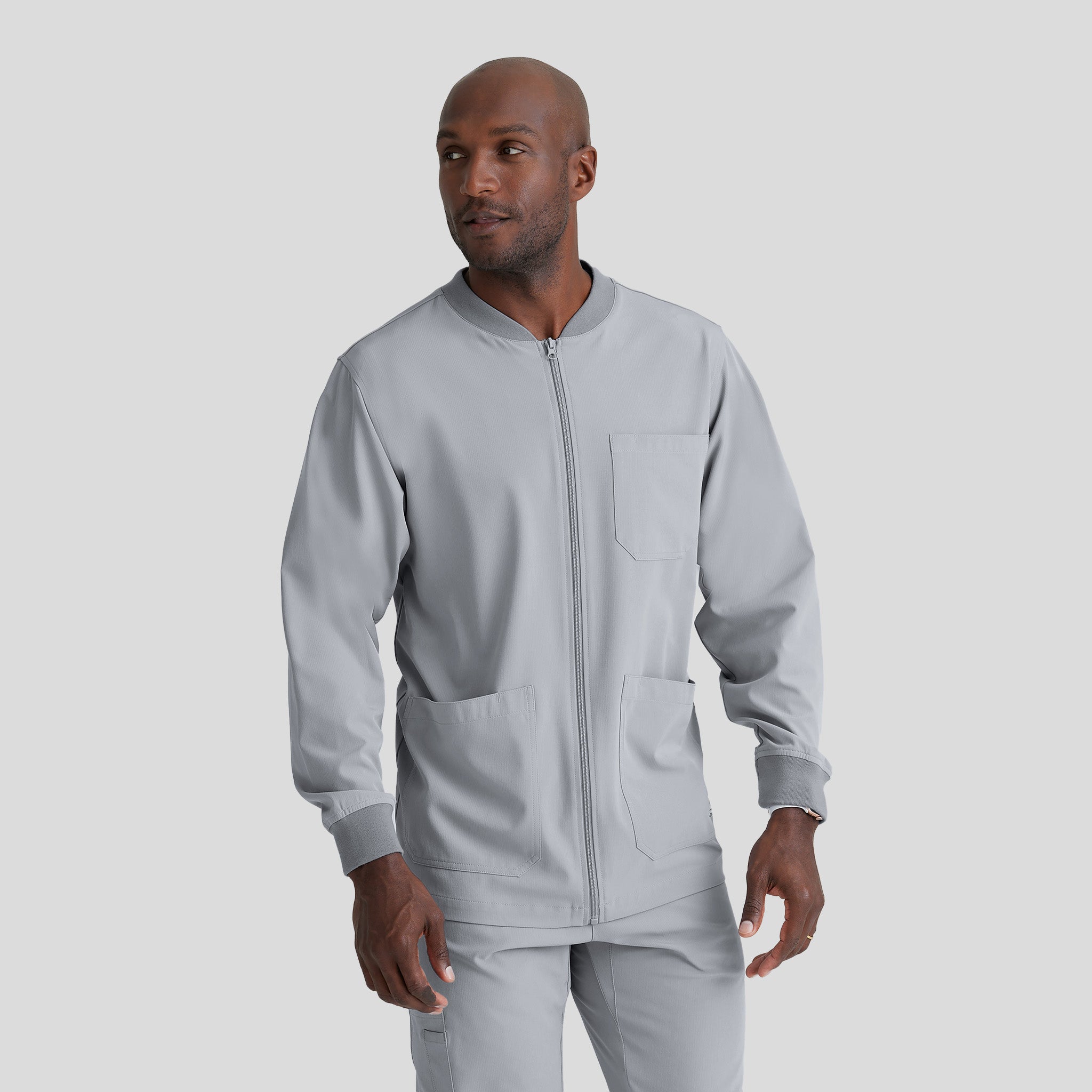 Men's Structure 3-Pocket Crewneck Warmup Scrub Jacket | Moonstruck