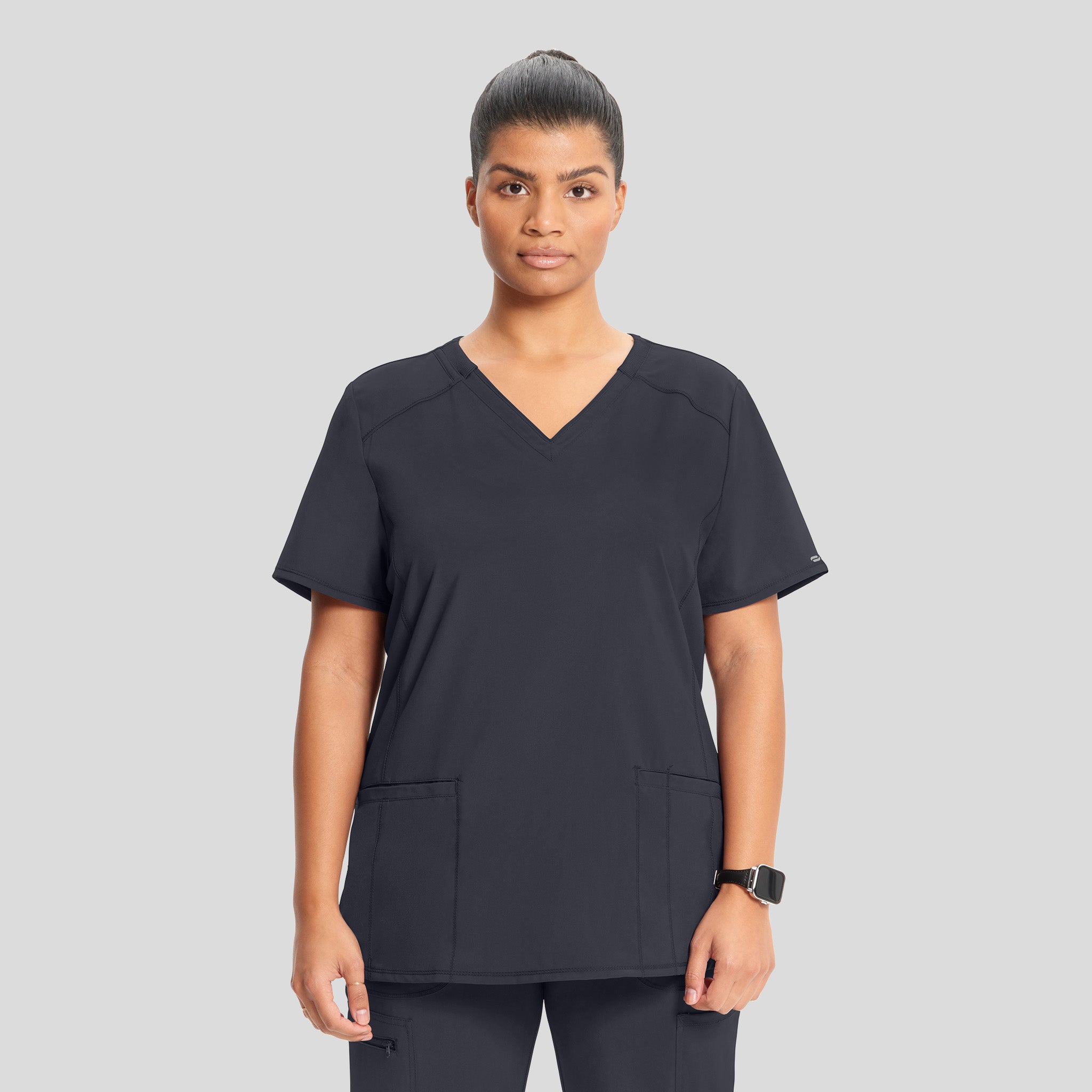 Infinity V-Neck Solid Scrub Top | Pewter