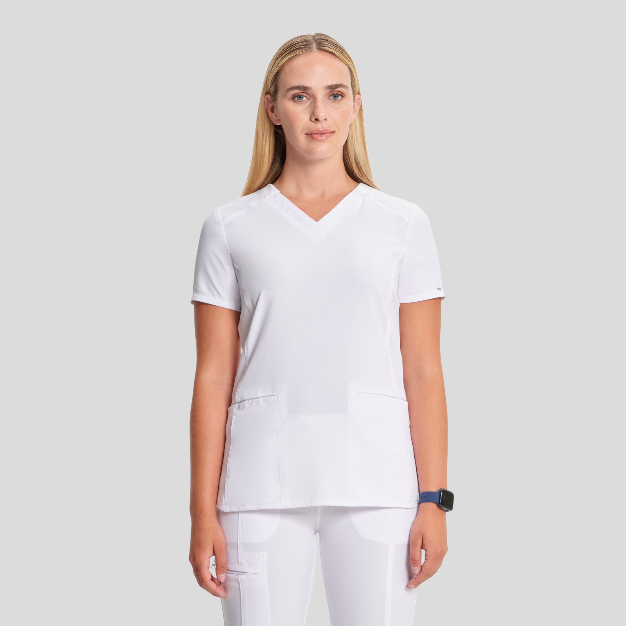 Infinity V-Neck Solid Scrub Top | White