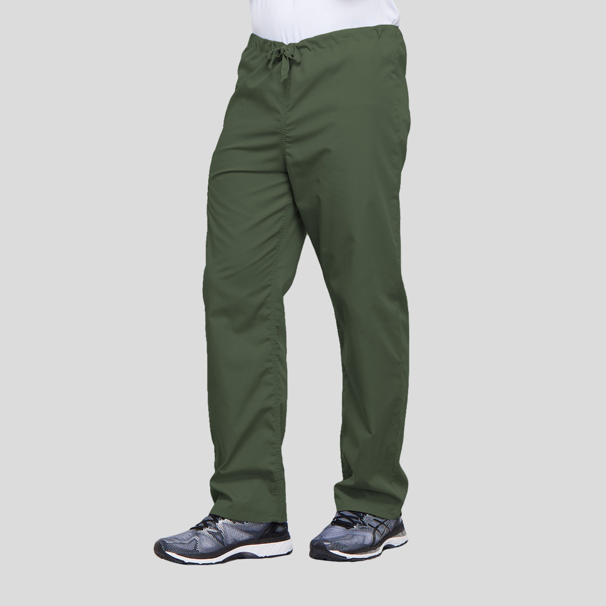 Unisex Drawstring Cargo Scrub Pant | Olive