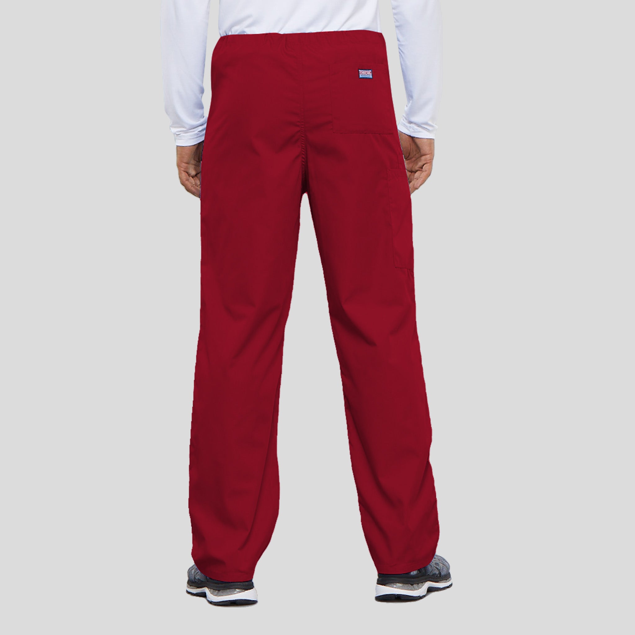 Unisex Drawstring Cargo Scrub Pant | Red