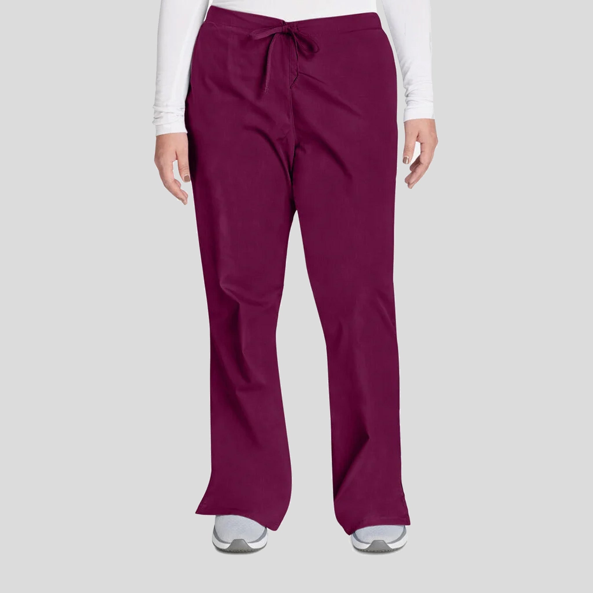 Natural Rise Flare Leg Drawstring Pant | Wine