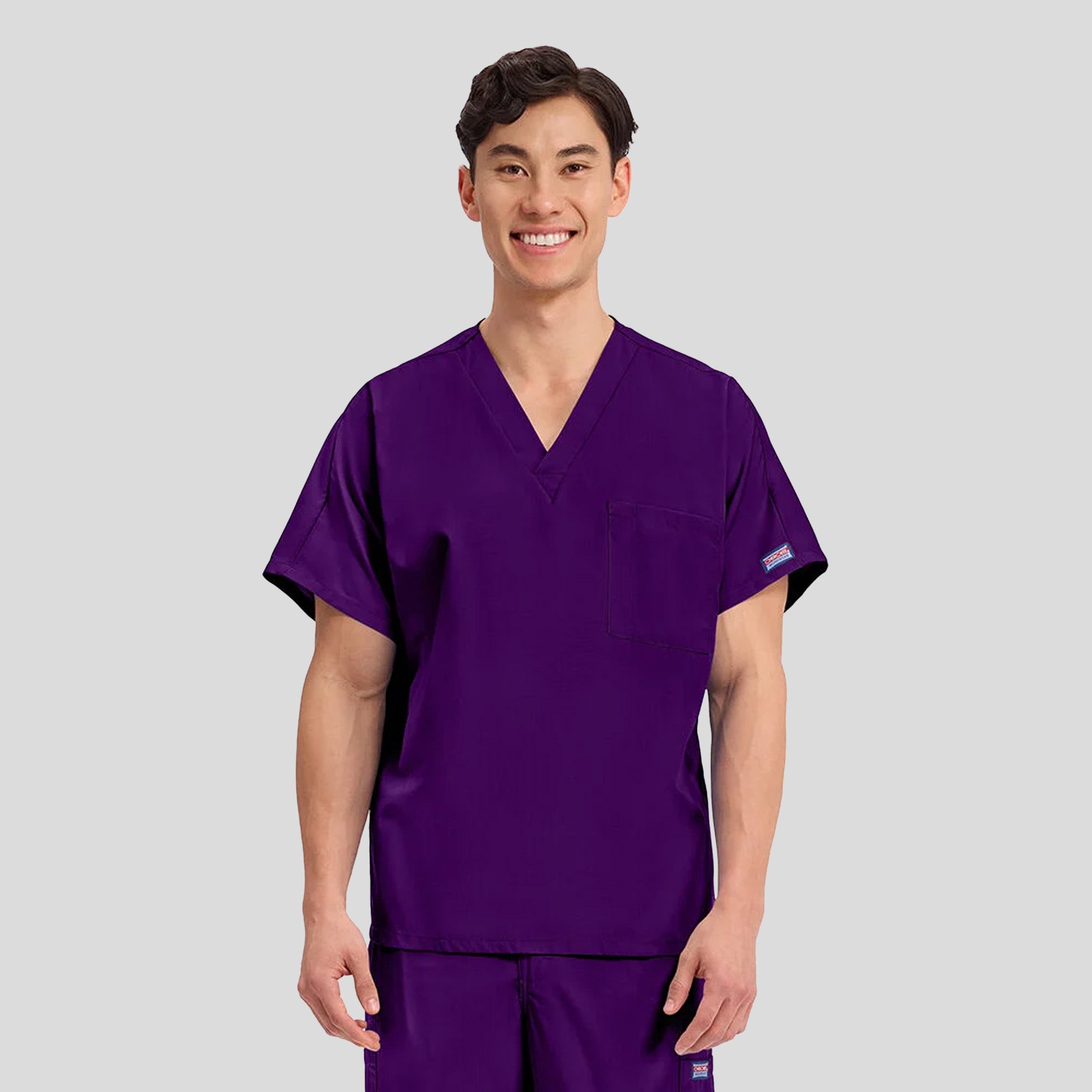 Unisex V-Neck 1 Pocket | Eggplant