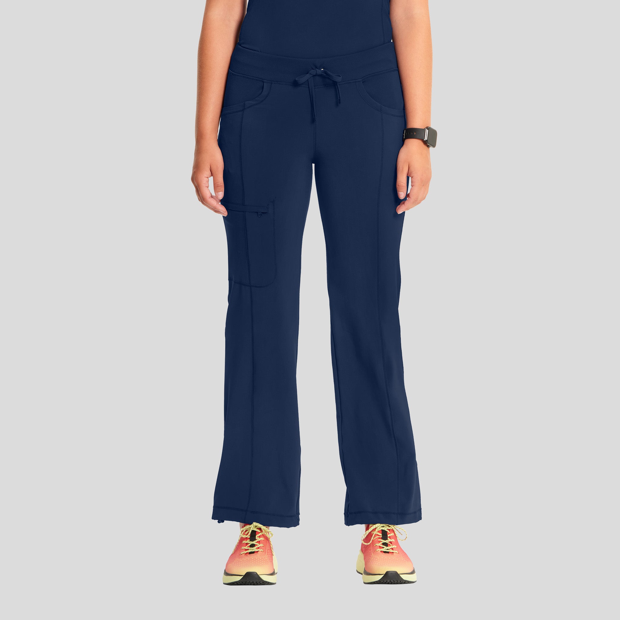 Rib Knit Drawstring Waist Scrub Pant | Navy