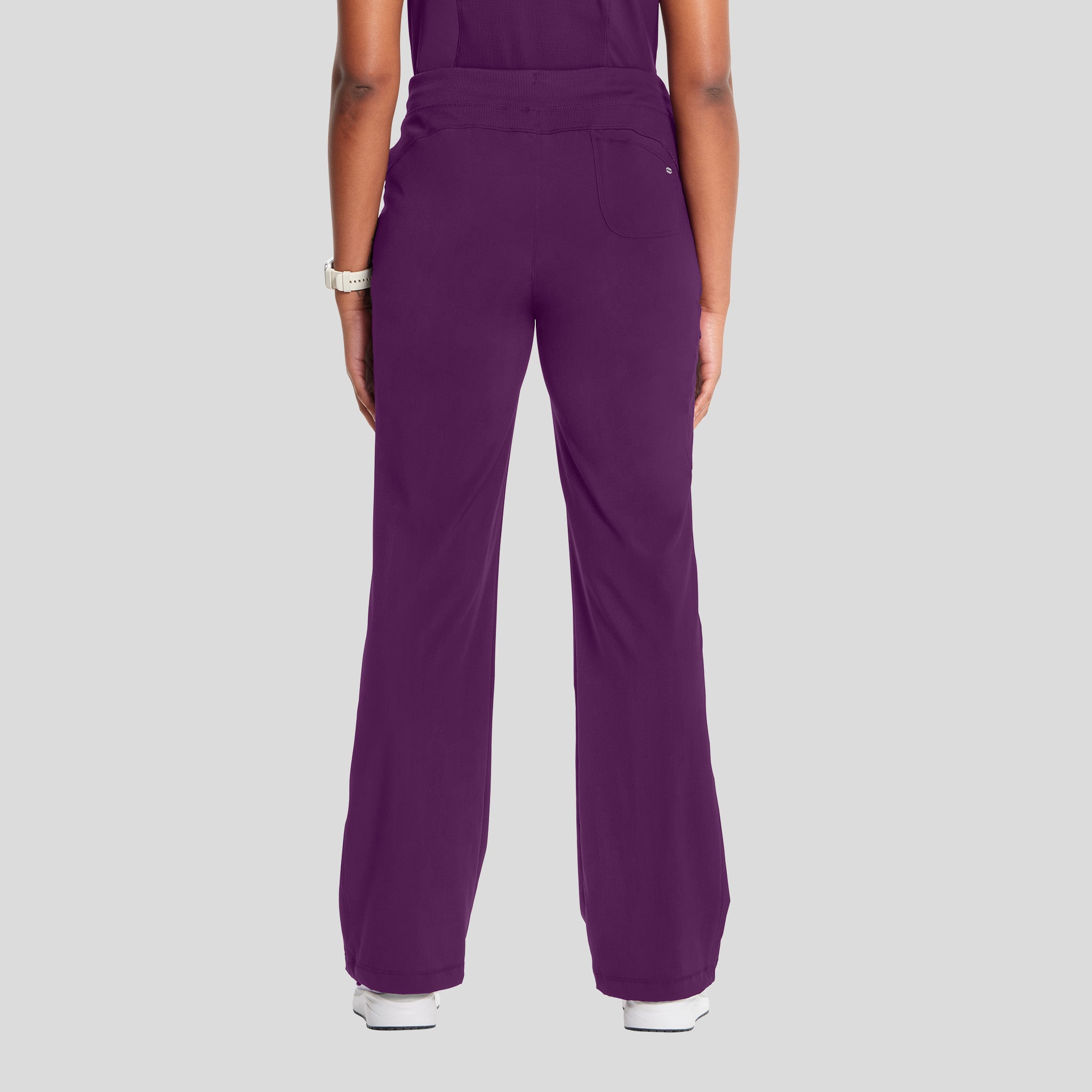 Rib Knit Drawstring Waist Scrub Pant | Eggplant