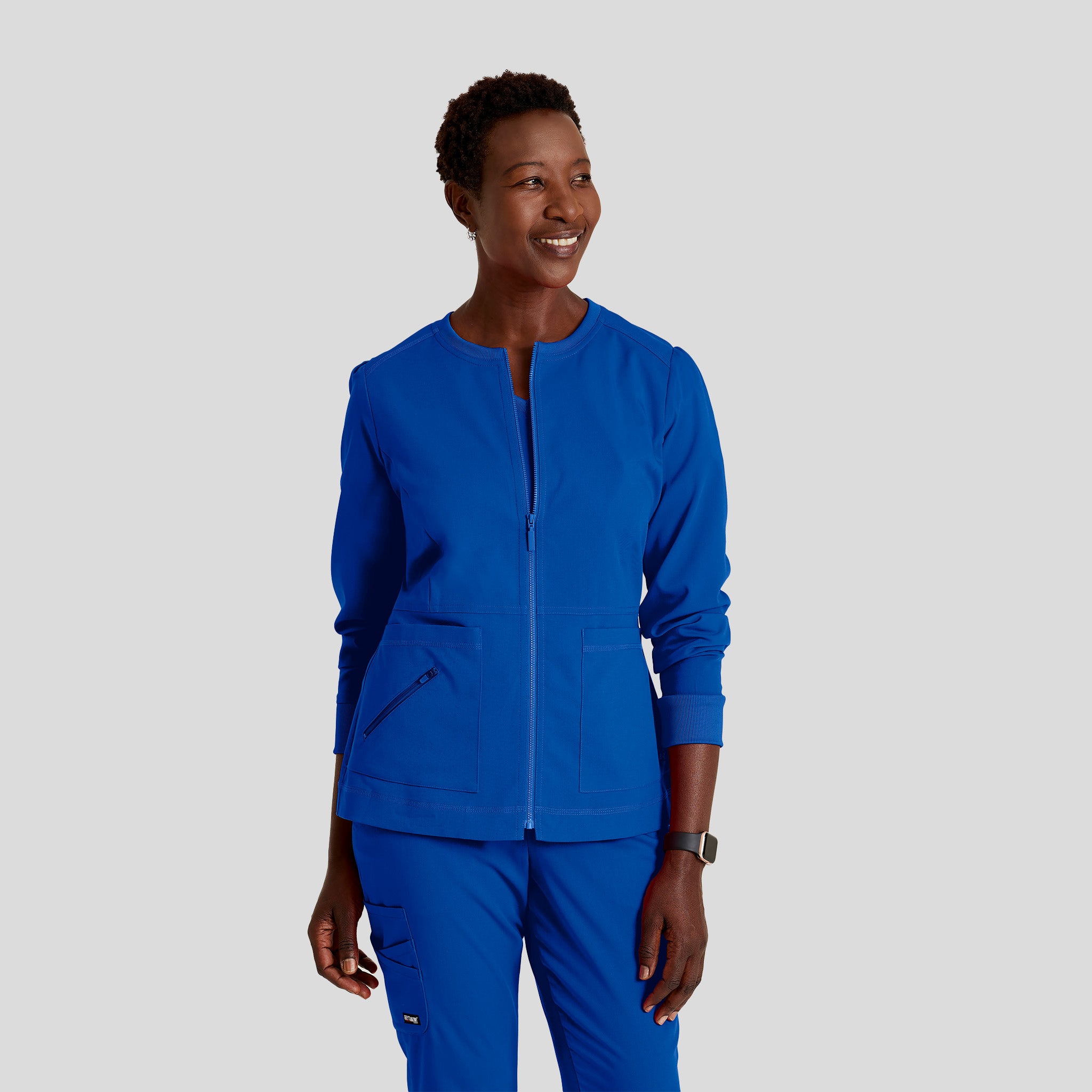 Millie 3-Pocket Crewneck Scrub Jacket | Galaxy