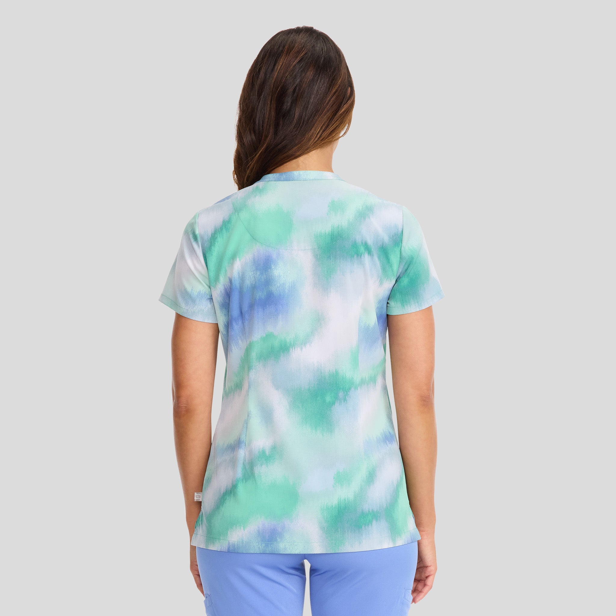 Ivy Blurred Ikat Print Scrub Top