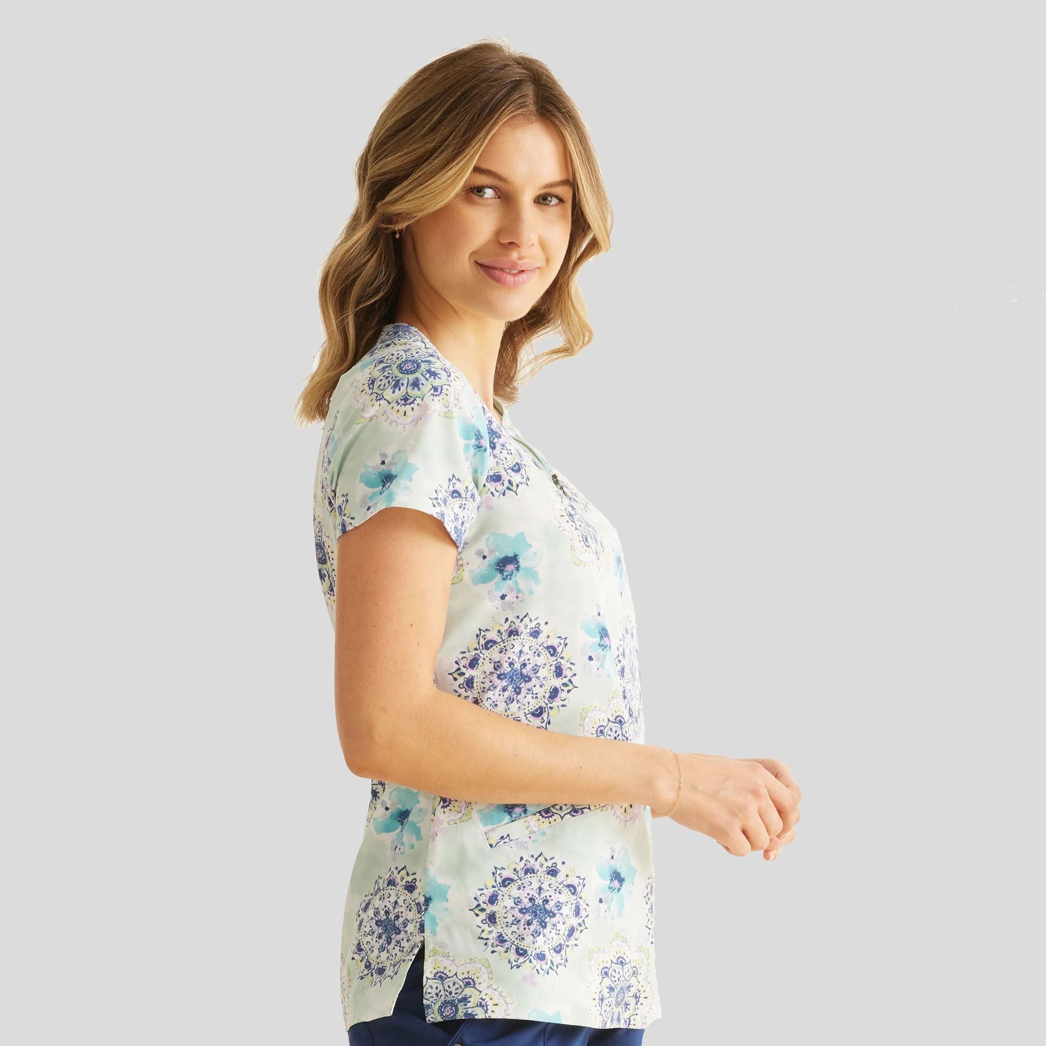 Ivy Water Color Medallion Print Top