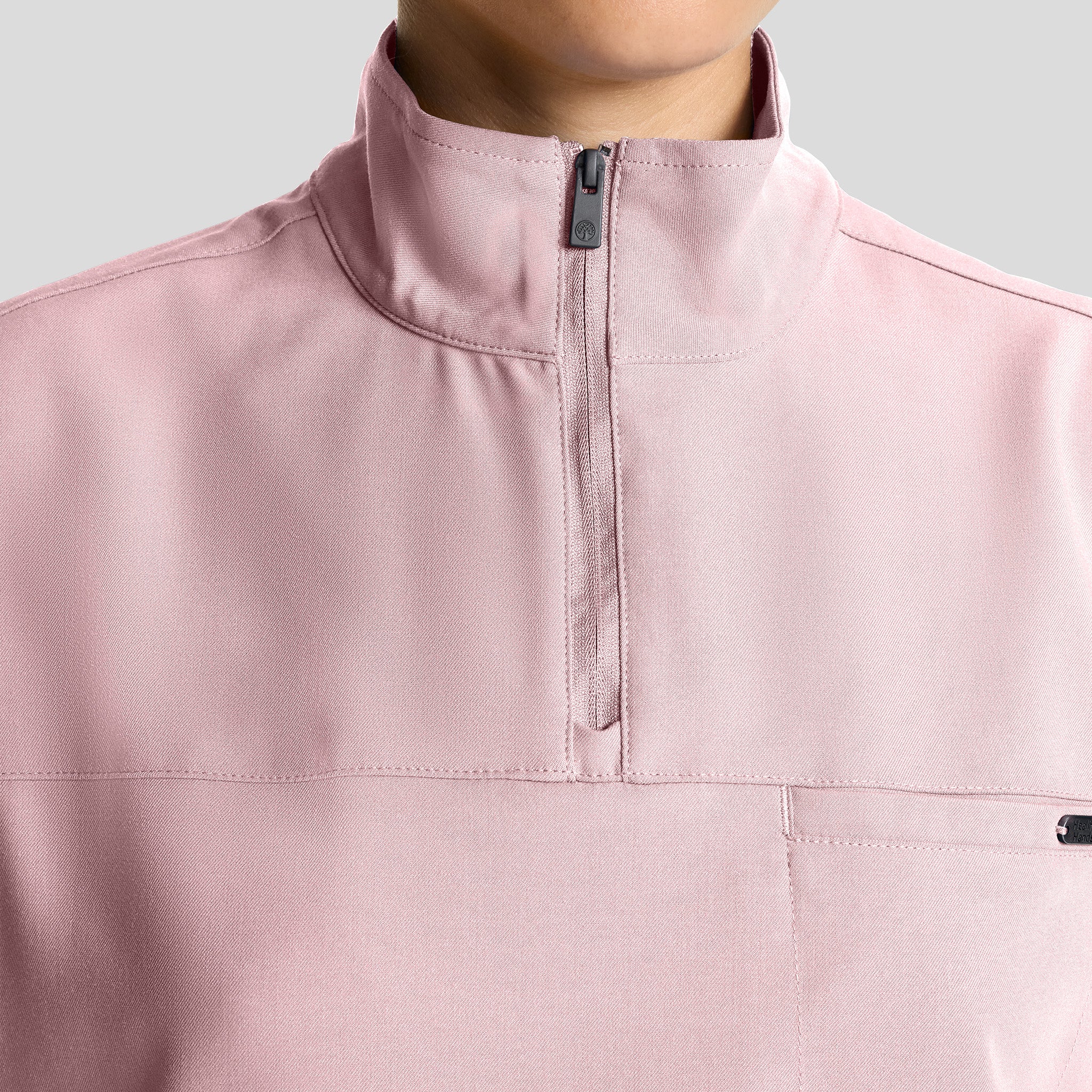 Women's Bella Quarter Zip Scrub Top | Pink Pearl