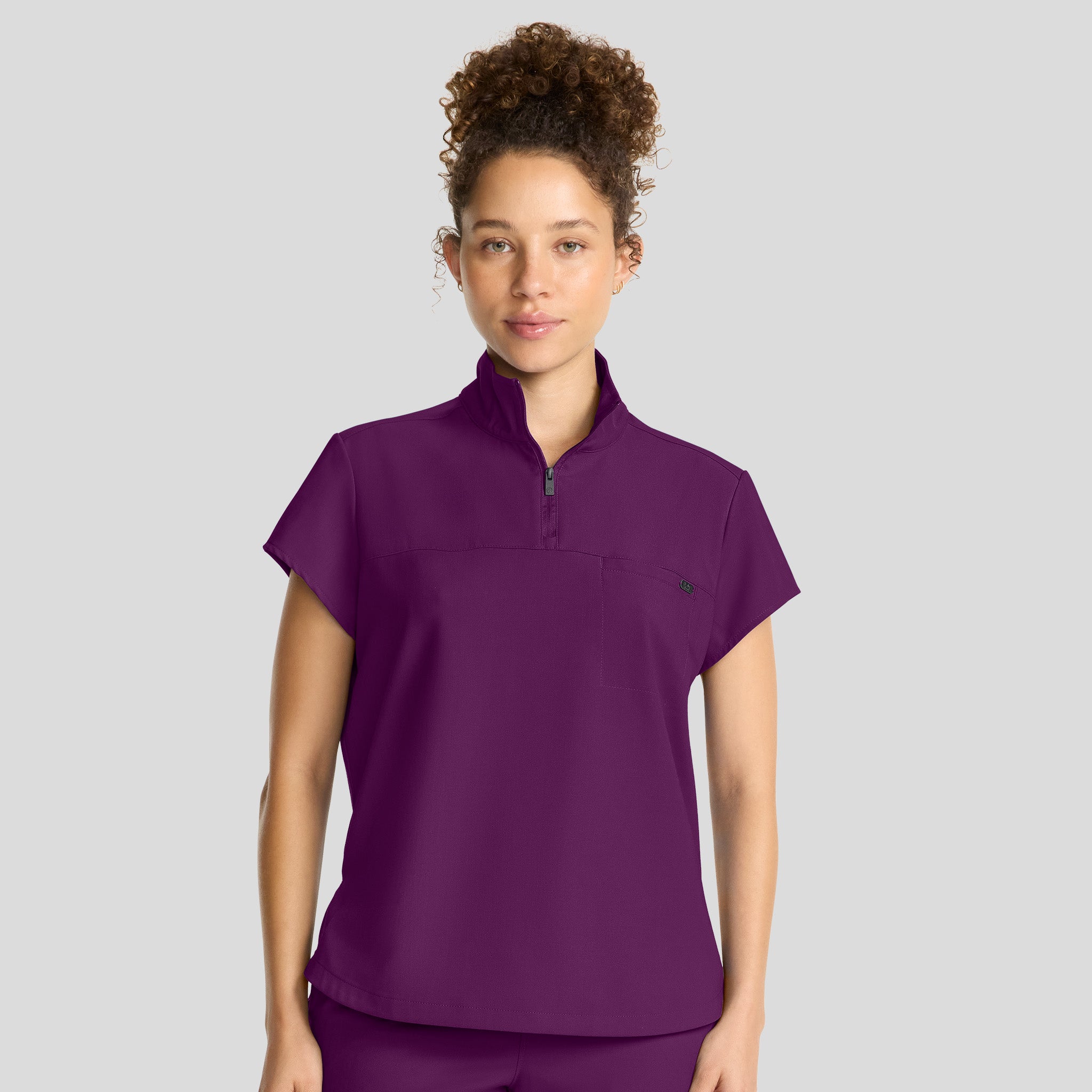 Women's Bella Quarter Zip Scrub Top | Wine