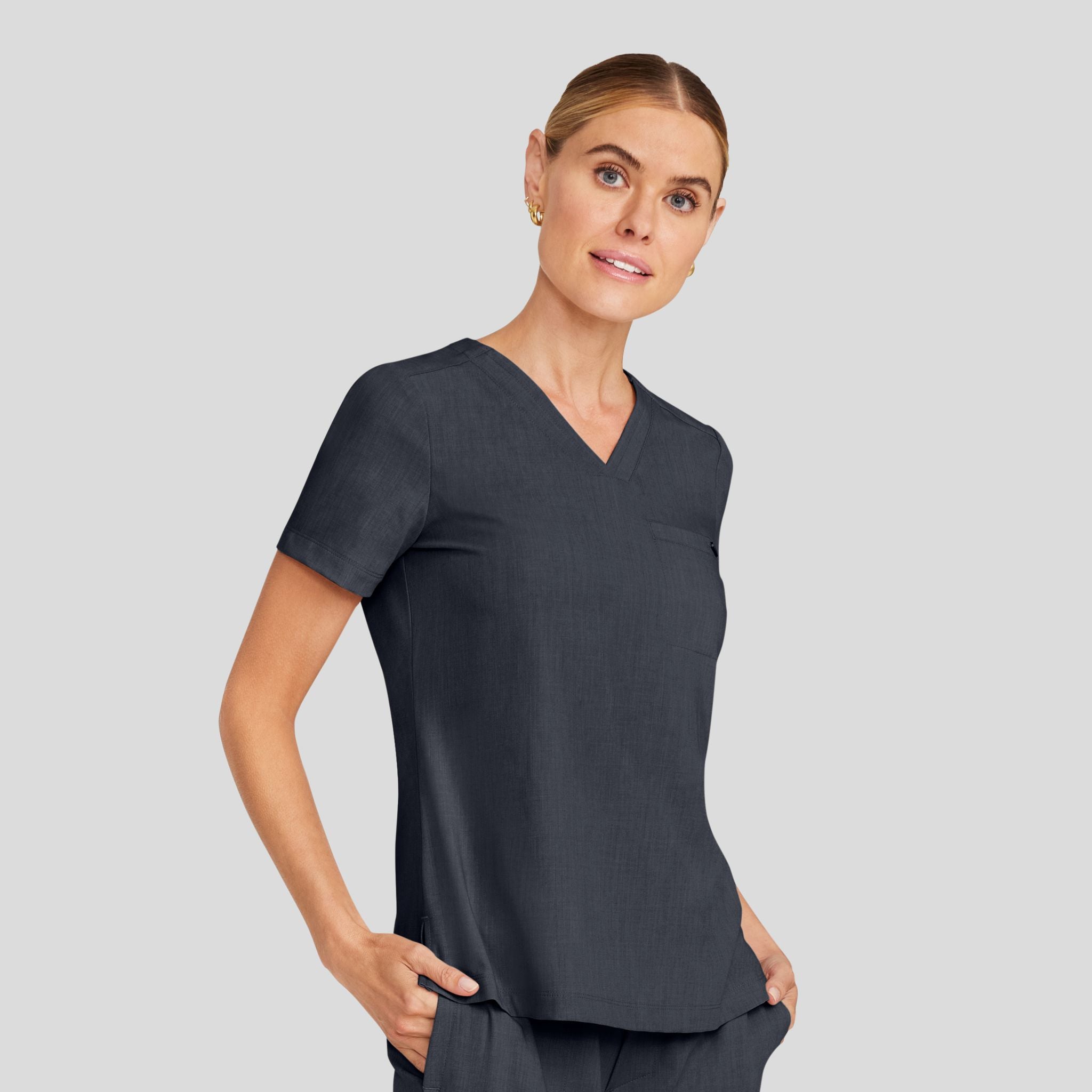 Women's Billie V-Neck Scrub Top | Pewter