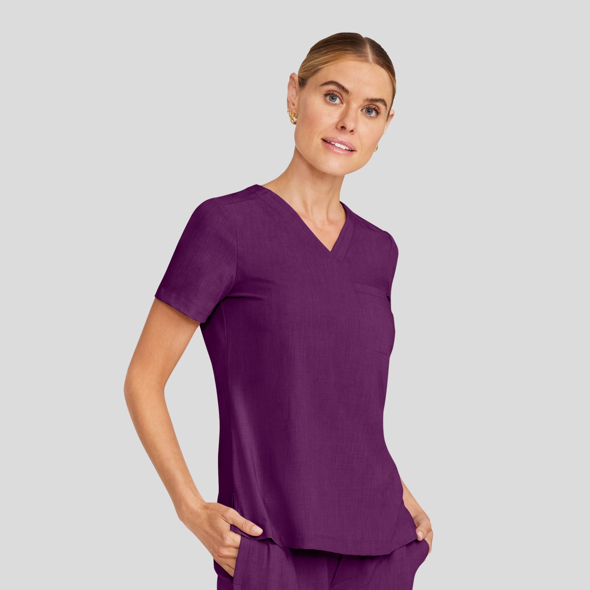 Women's Billie V-Neck Scrub Top | Wine