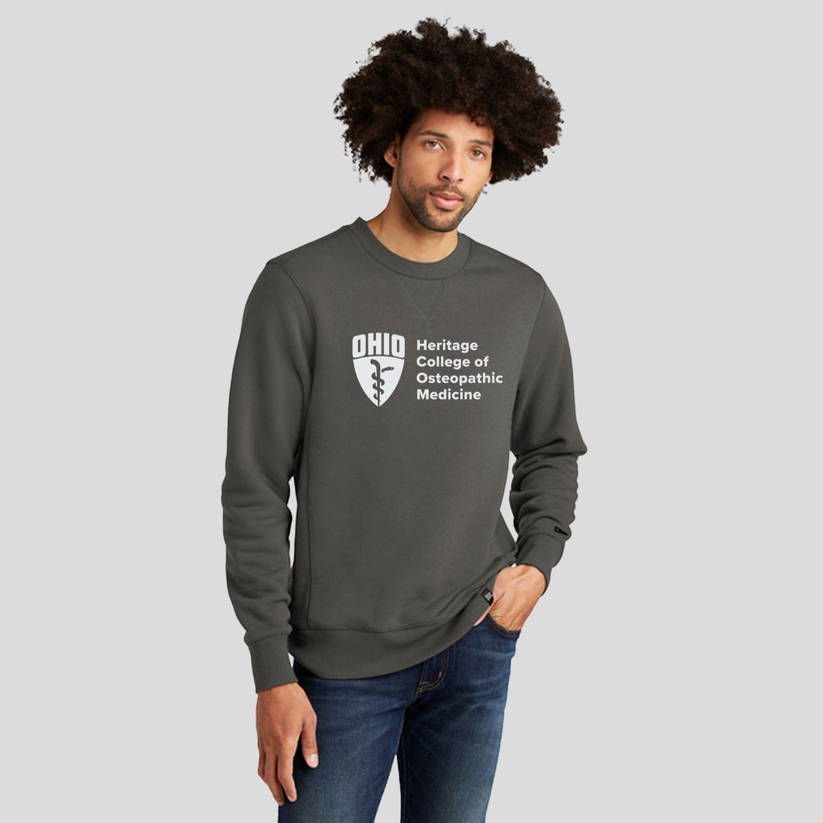 OU Men's French Terry Crew - School Logo | Graphite