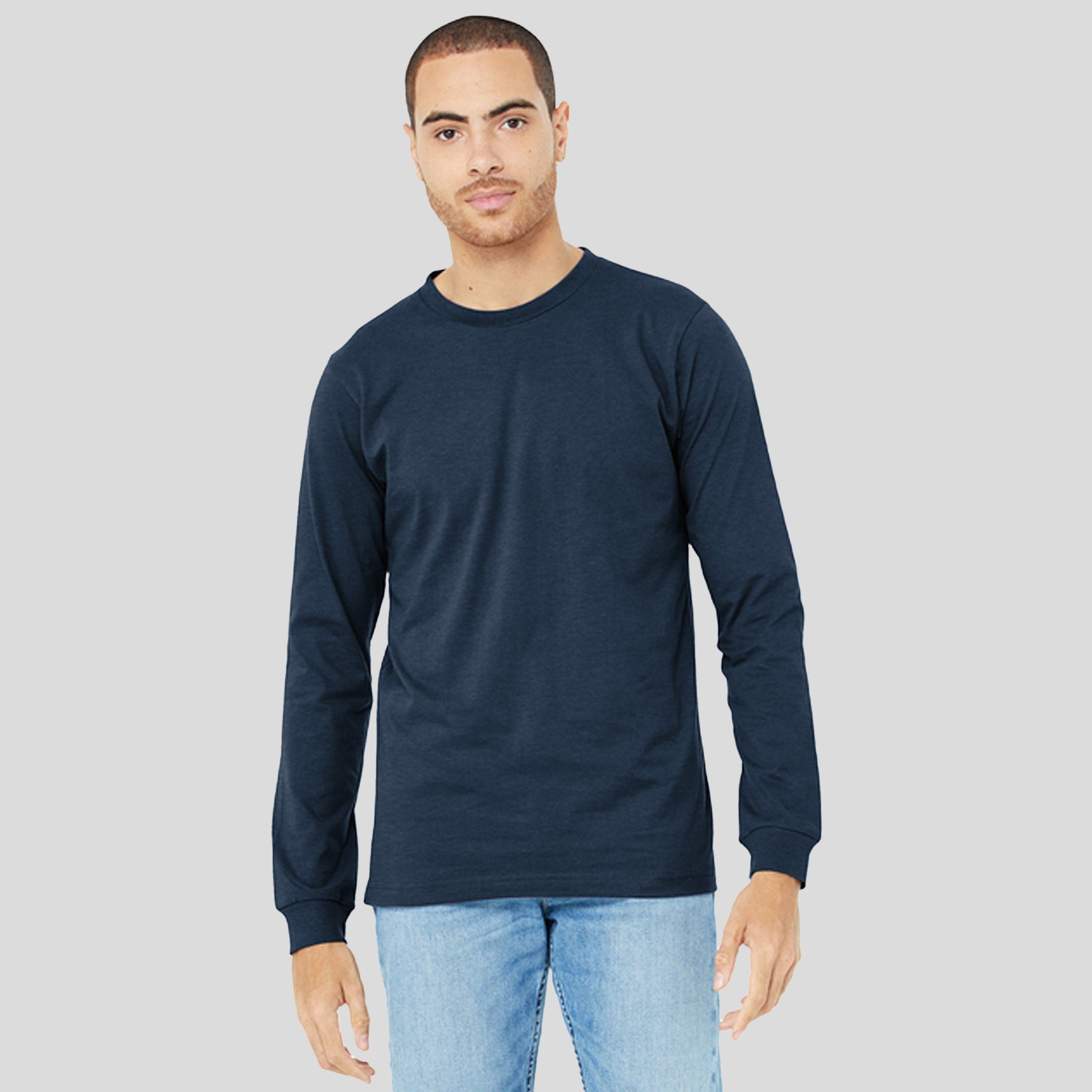 Unisex Heather CVC Long Sleeve Tee | Heather Navy