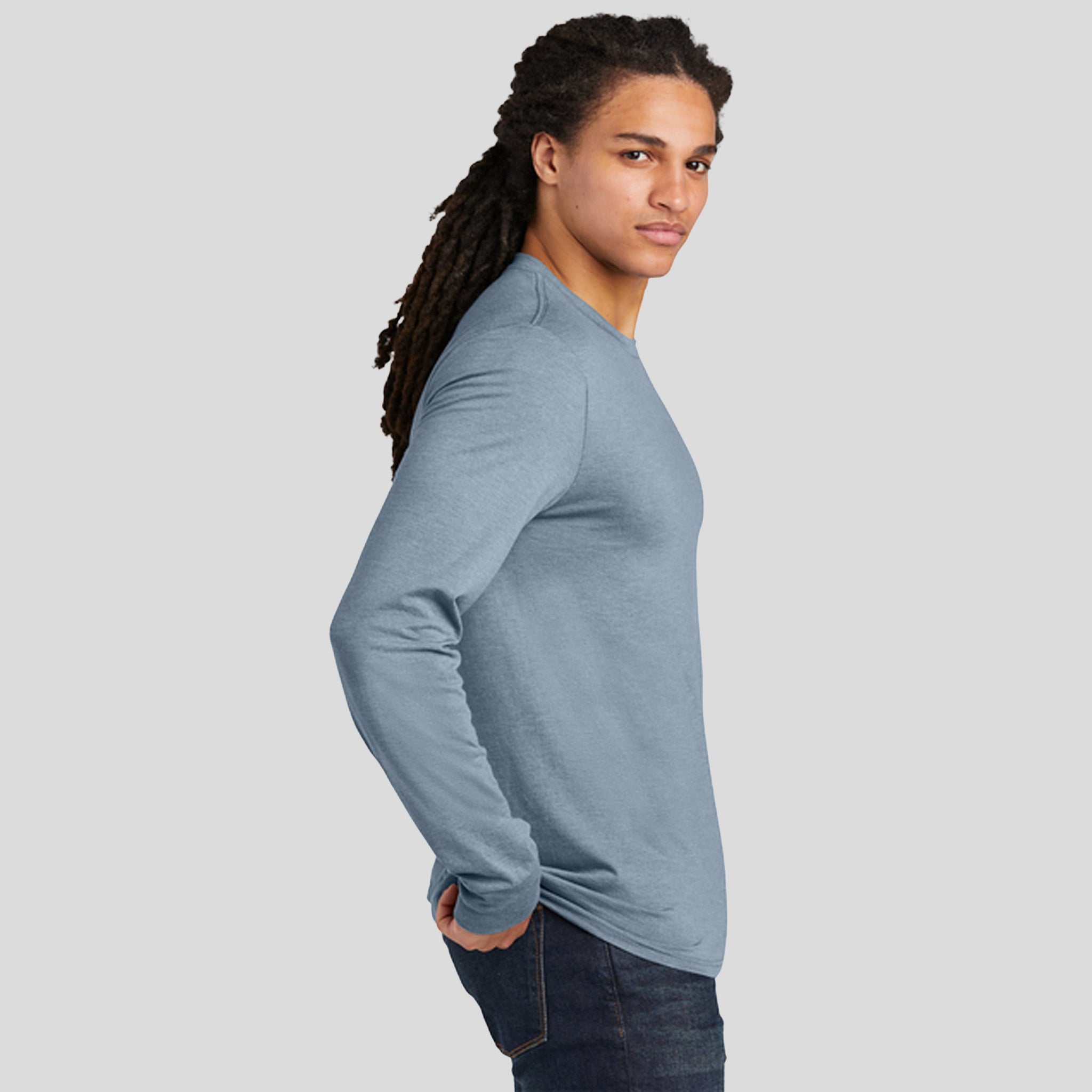 Perfect Tri® Long Sleeve Tee | Flint Blue Heather