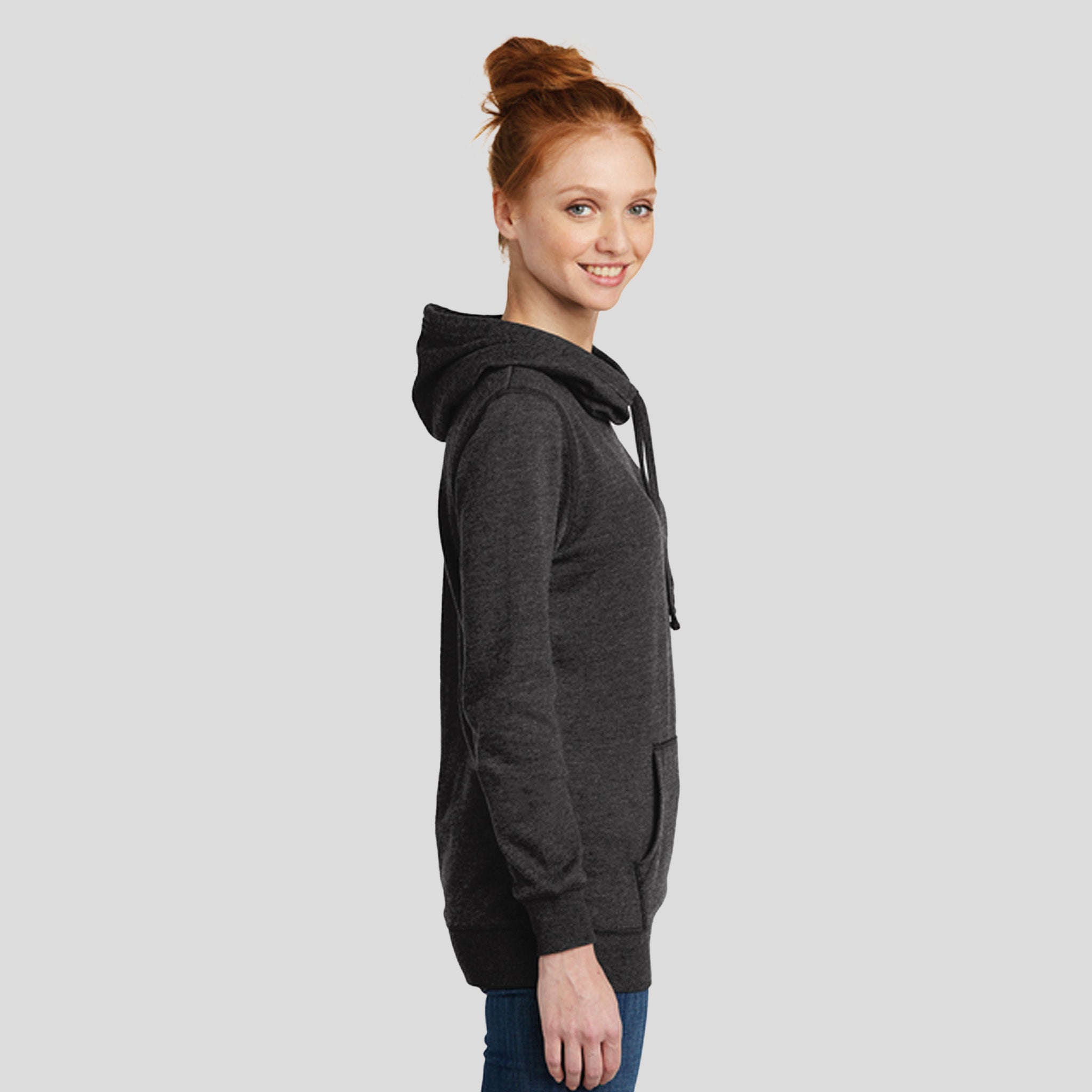 Women’s Lightweight Fleece Hoodie | Heathered Black