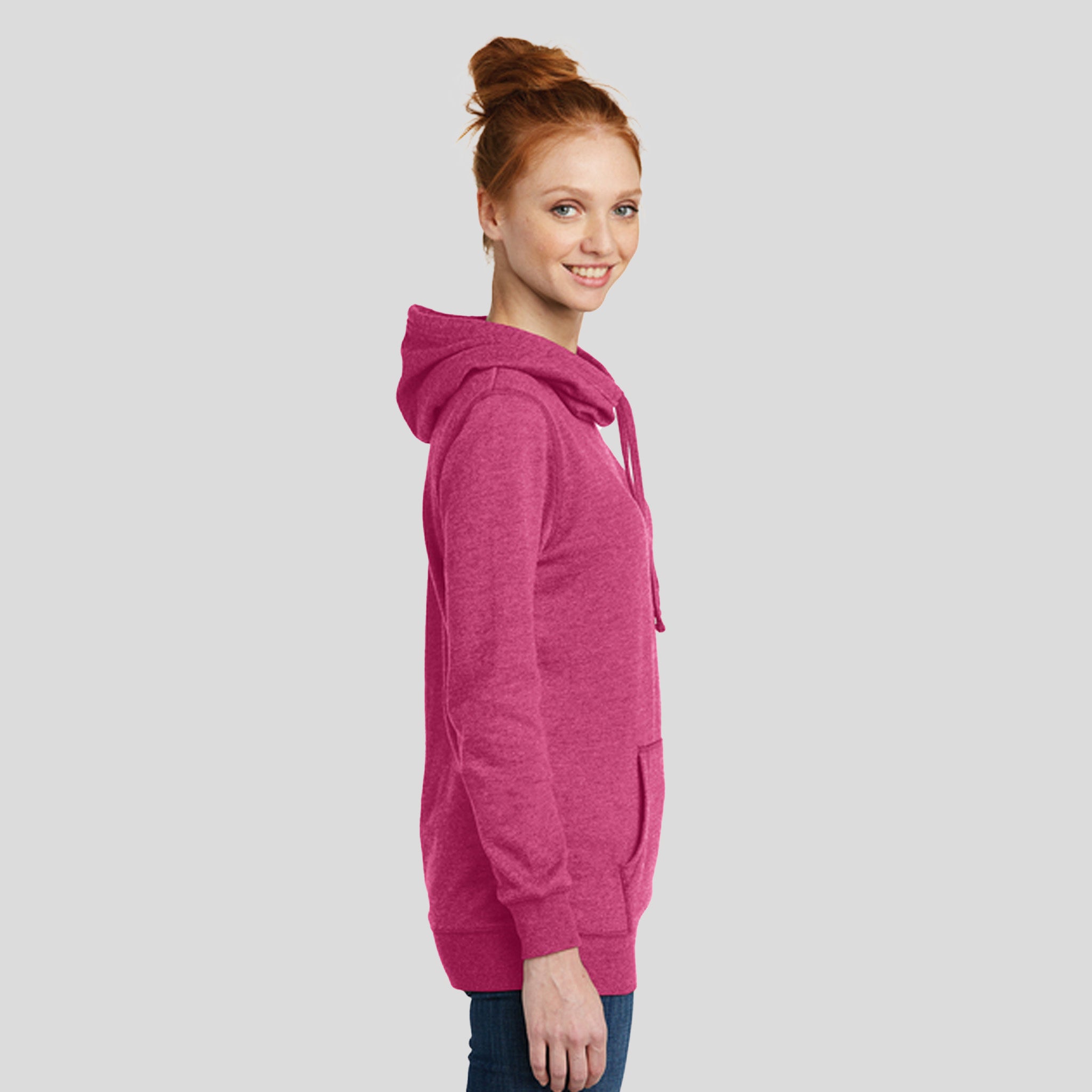 Women’s Lightweight Fleece Hoodie | Heathered Pink Azalea